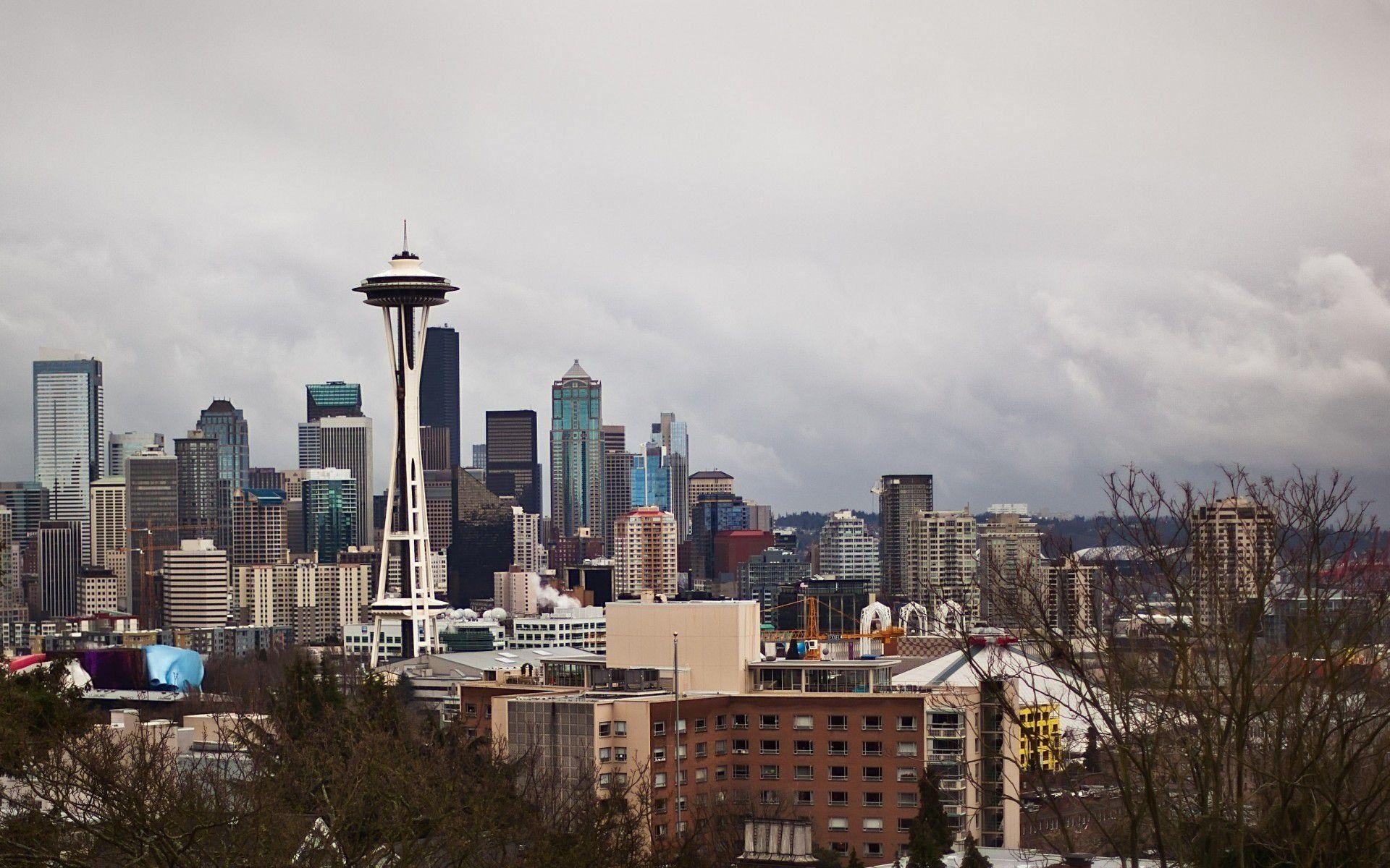 1920x1200 Seattle Skyline Rain, Desktop