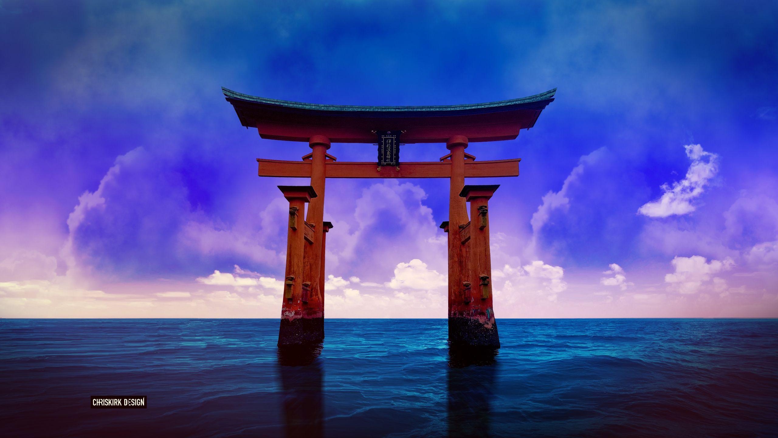 2560x1440 A Torii Gate in the Japanese Sea HD Wallpaper. Background Image, Desktop