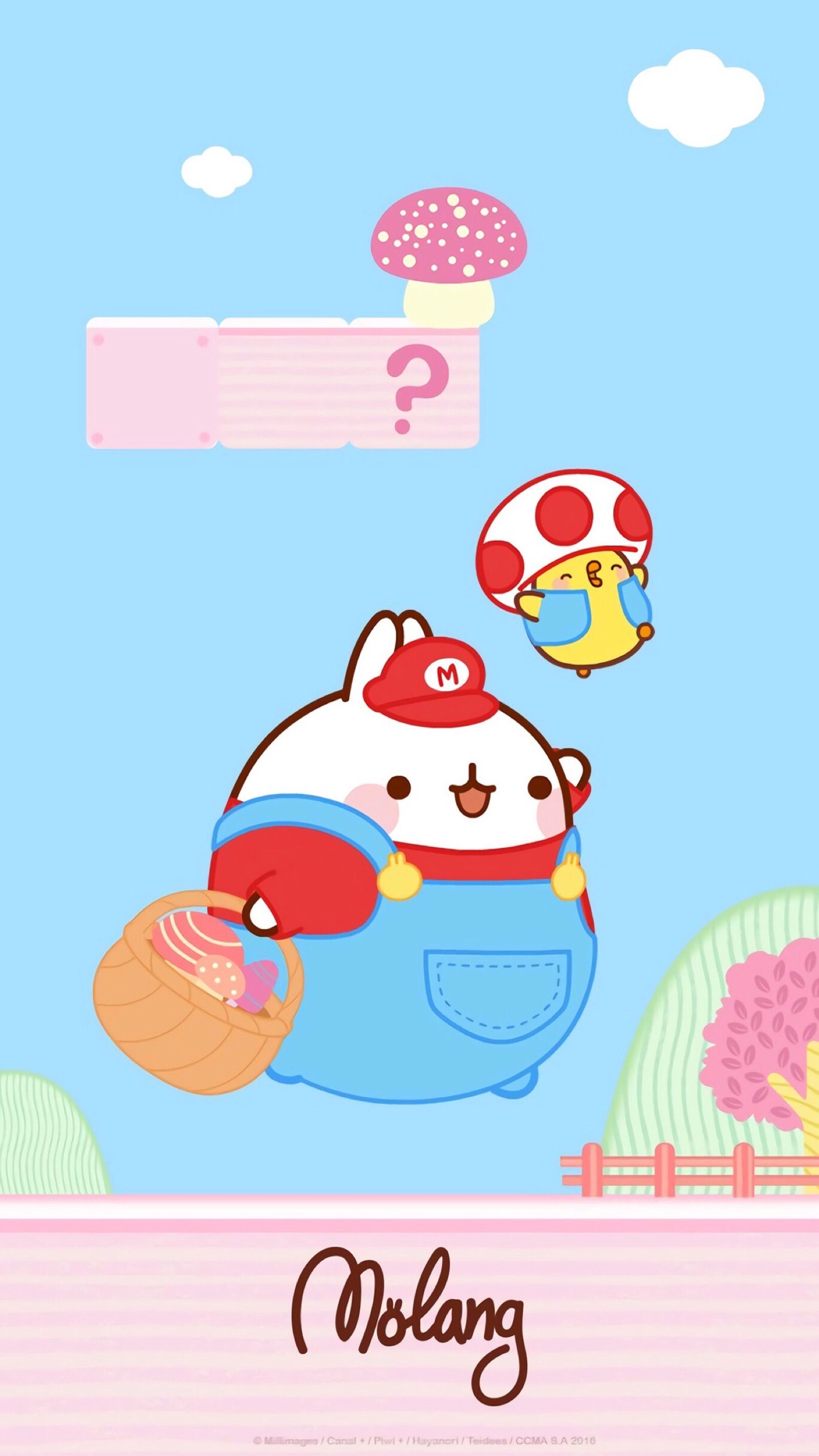 1600x2850 Molang as Mario and Piu Piu as Toad, Phone