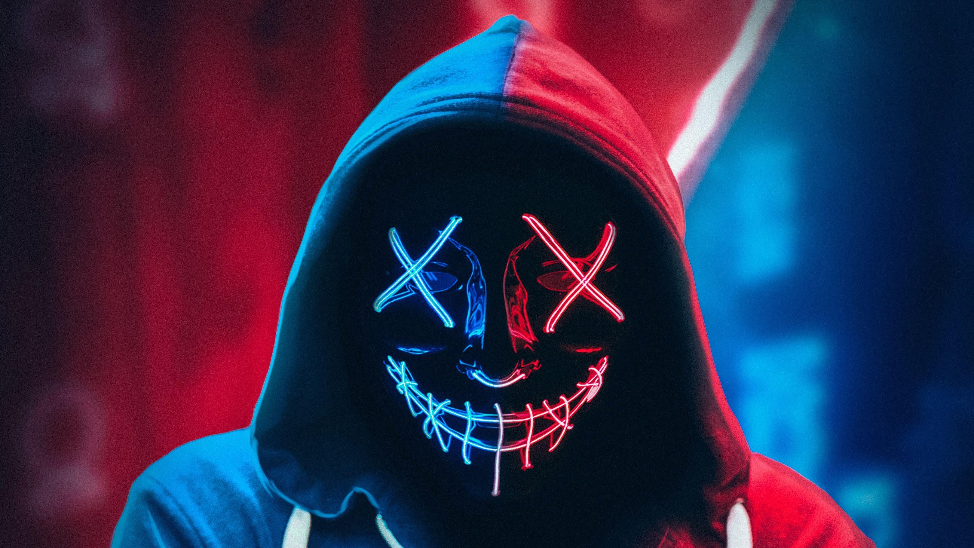 3240x1830 Neon Mask Wallpaper Free Neon Mask Background, Desktop