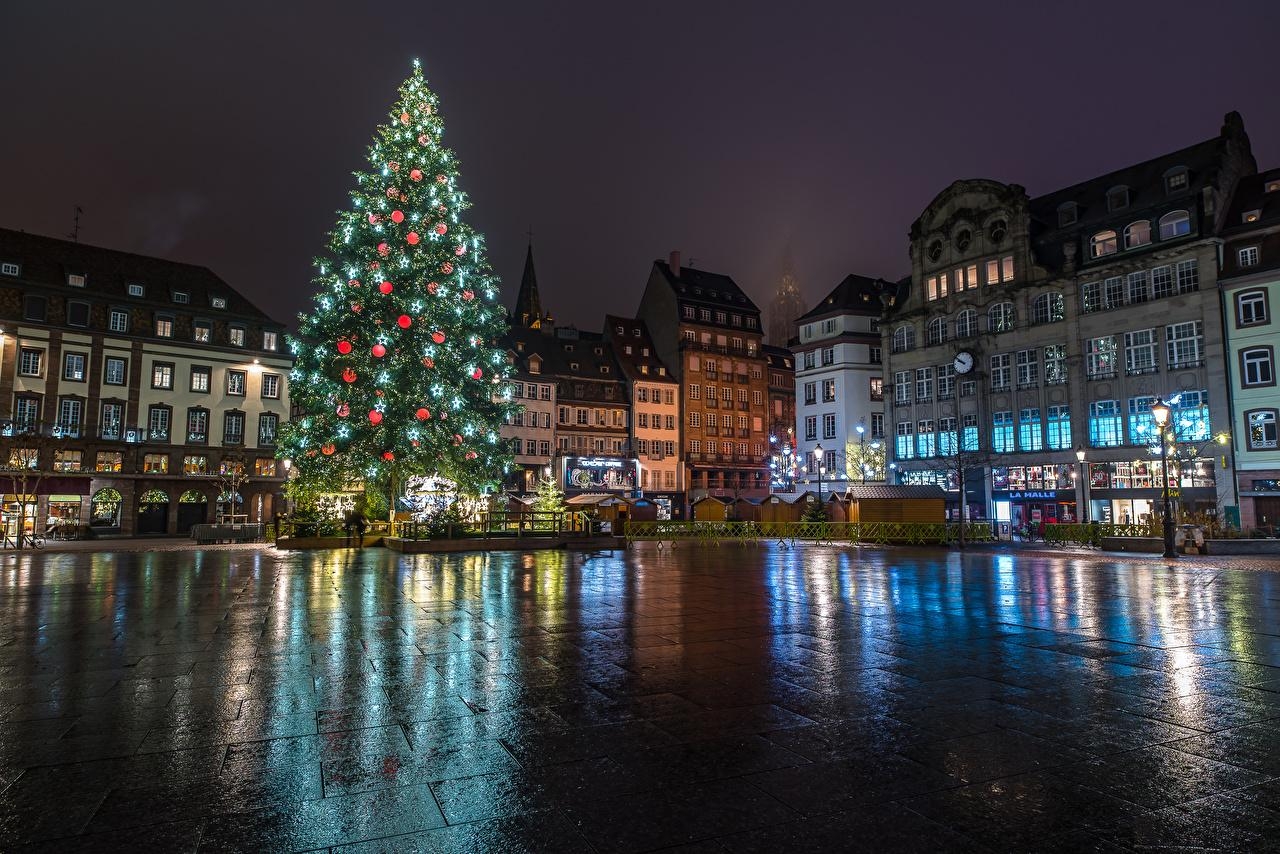 1280x860 Wallpaper Strasbourg France Christmas Town square New Year tree, Desktop