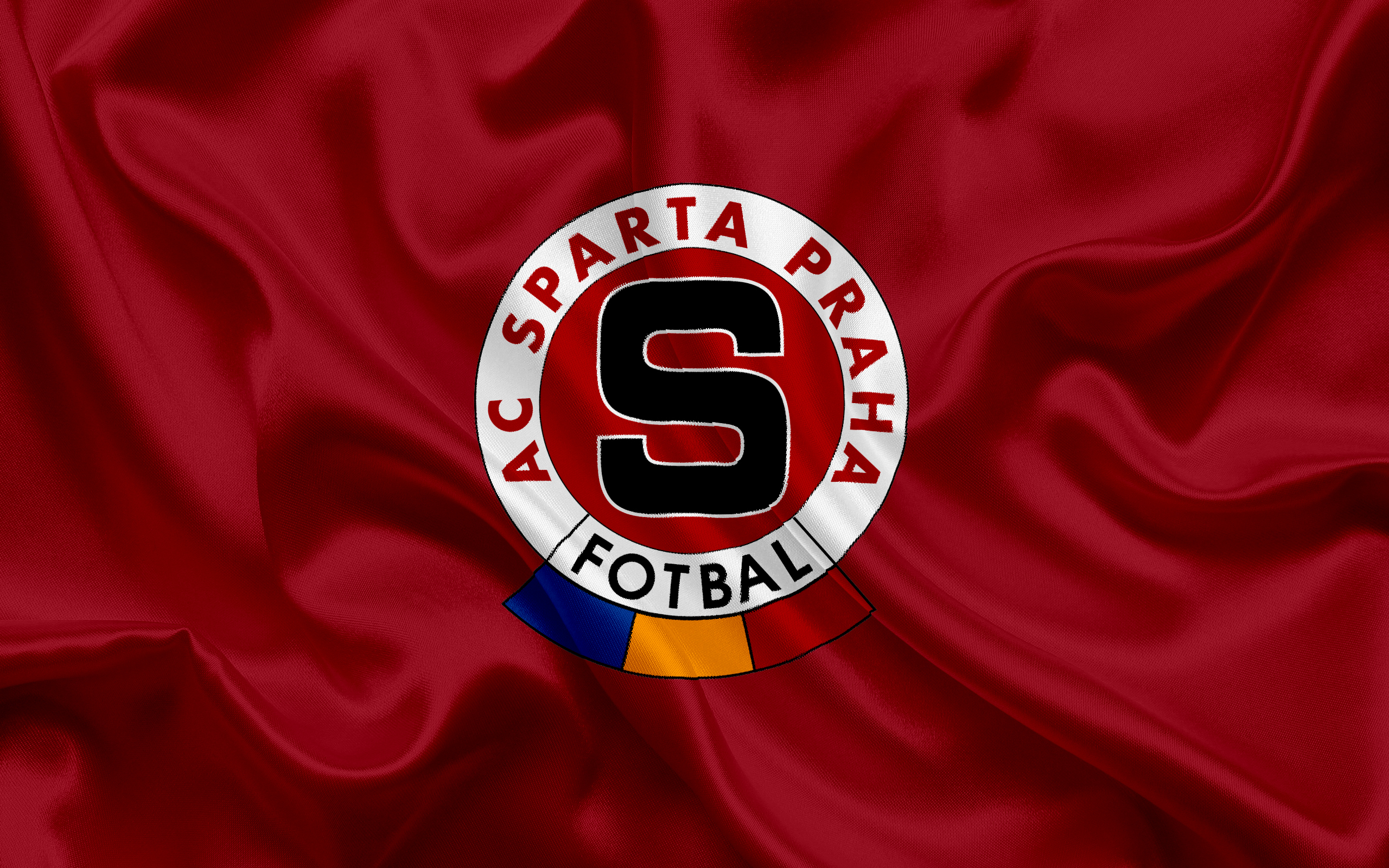 2560x1600 Download wallpaper Sparta Praha, Football club, Prague, Czech Republic, emblem, Sparta logo, burgundy silk flag, Czech football championship for desktop with resolution. High Quality HD picture wallpaper, Desktop