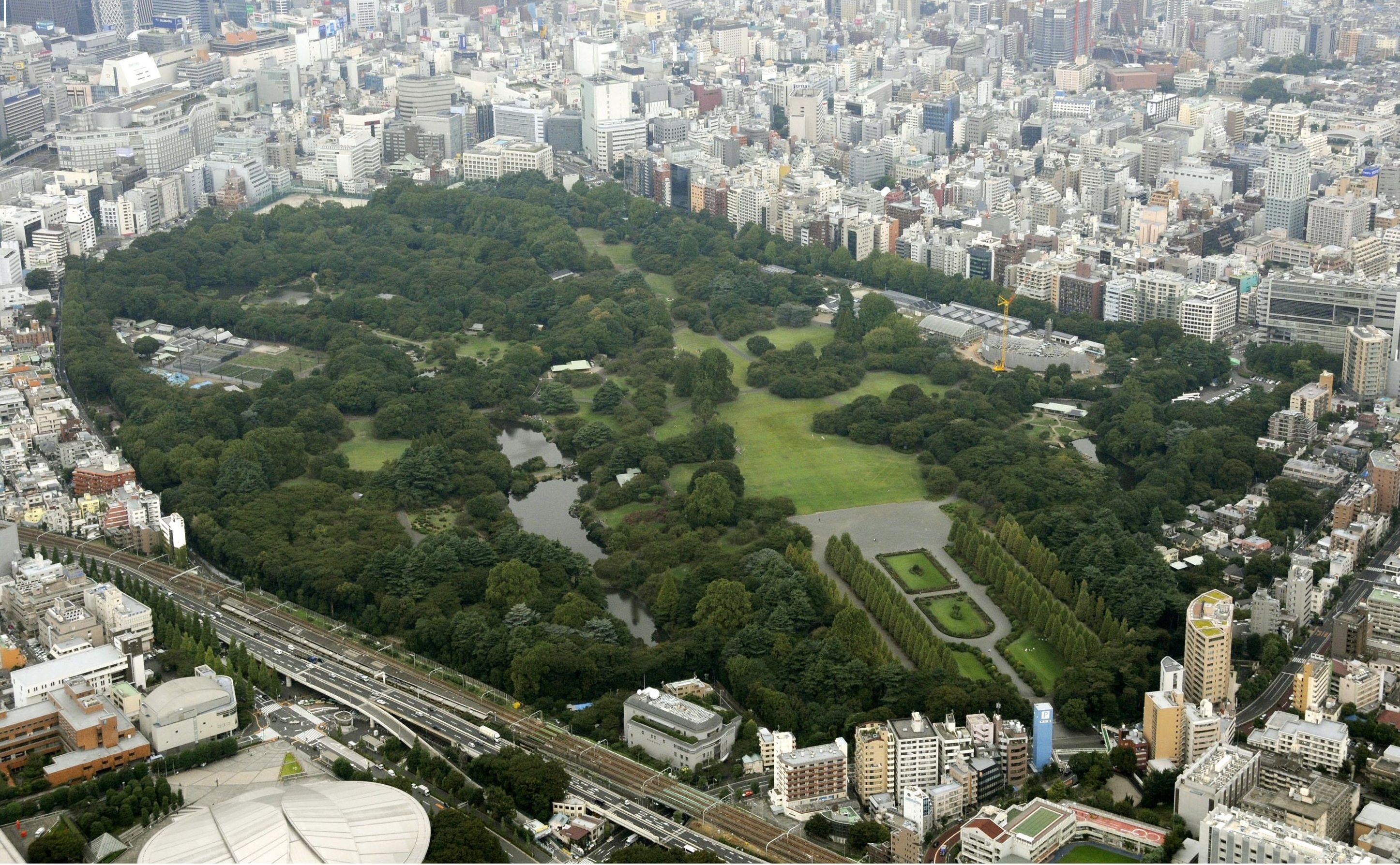 2900x1790 Shinjuku Gyoen National Garden (sky view). Tokyo. Shinjuku, Desktop