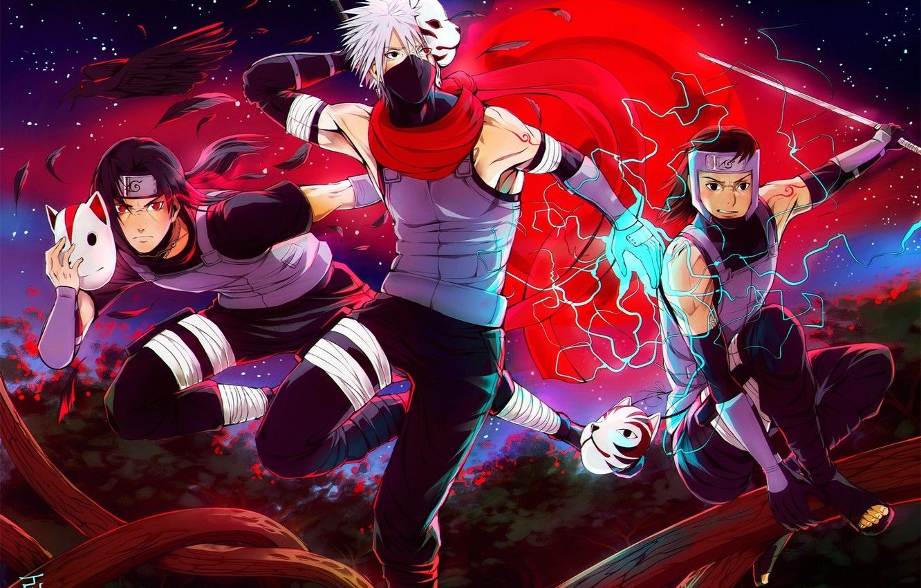 1340x850 Wallpaper naruto, art, Itachi Uchiha, Yamato, Kakashi Hatake, anbu, Tenzou, by AgentWhiteHawk image for desktop, section прочее, Desktop