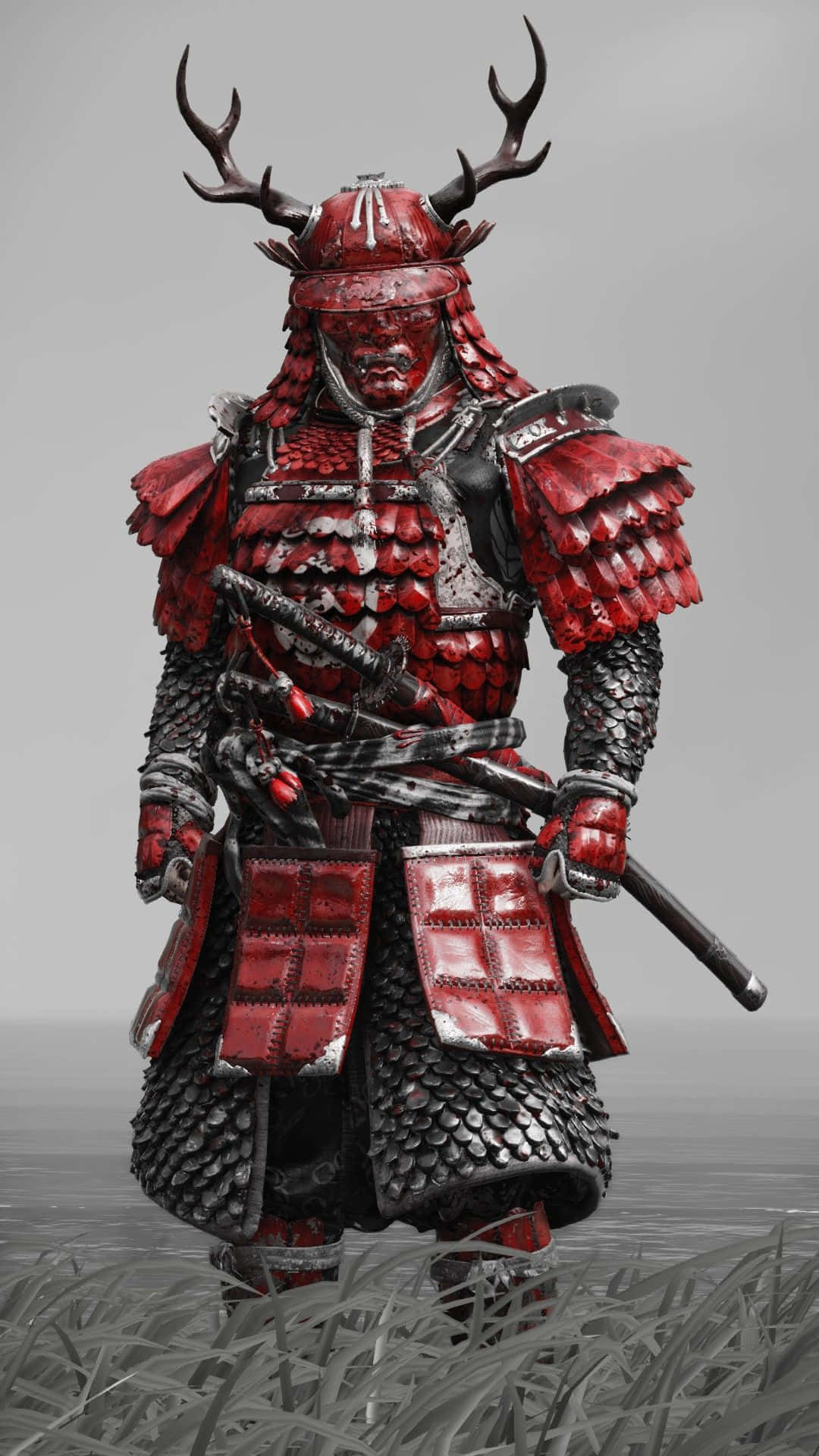 1080x1920 Download Samurai Warrior Armor Displayed Against a Dark Background Wallpaper, Phone