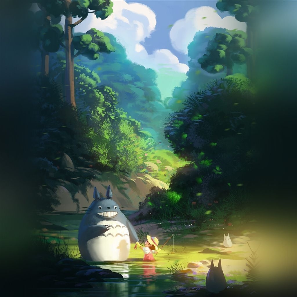 1030x1030 Totoro Anime Illustration Art #Retina #iPad #Air #wallpaper. Anime wallpaper live, Studio ghibli art, Totoro, Phone