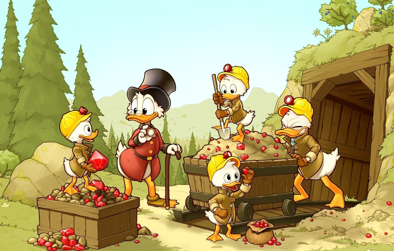 1340x850 Wallpaper stones, Disney, mine, Huey, Scrooge McDuck, DuckTales, Desktop