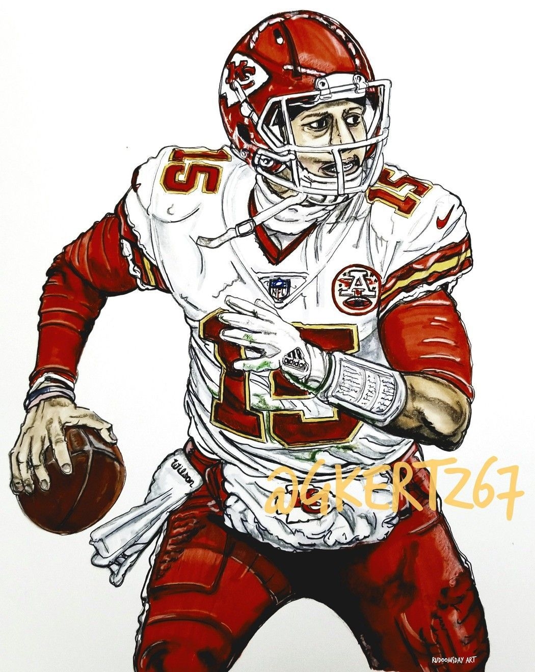 1050x1320 Patrick Mahomes II Kansas City Chiefs QB artwork by Glen Kertes. Nfl football art, Sports art, Kansas city chiefs qb, Phone