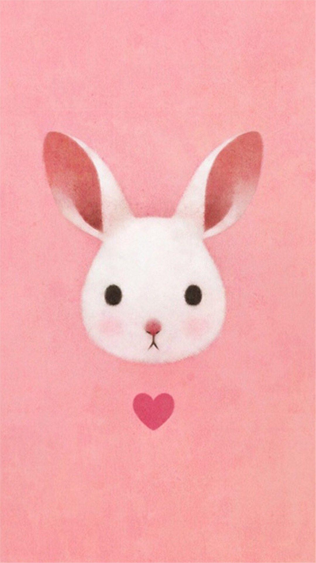 1080x1920 Cute Lovely Pink Rabbit Drawing Art IPhone 6 Wallpaper Download. IPhone Wallpaper, IPad Wallpaper One Stop Downl. Rabbit Drawing, Bunny Art, Heart Illustration, Phone