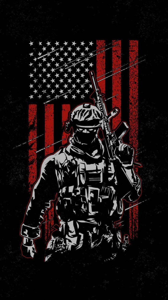 700x1250 Download Black American Flag Cool iPhone Soldier Wallpaper, Phone