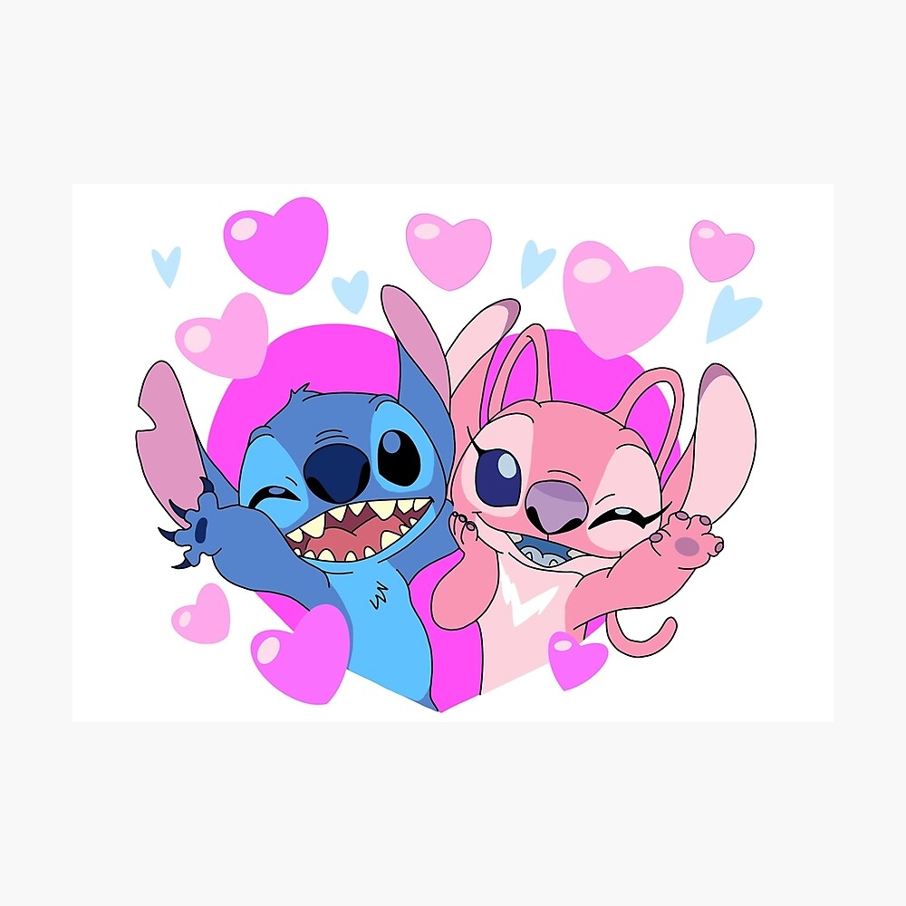 1000x1000 cute stitch and angel Poster, Phone