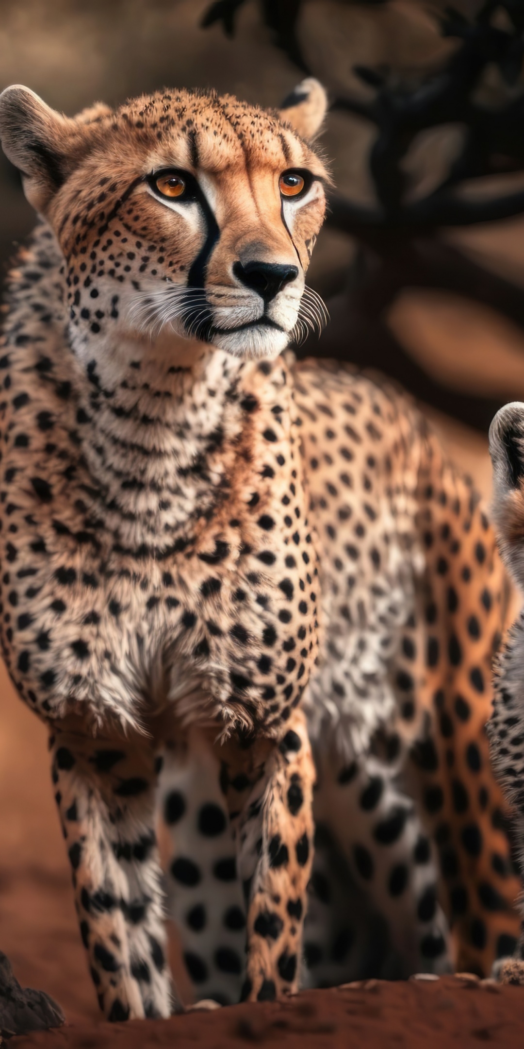 1080x2160 Cheetah Wallpaper 4K, cub, AI art, Phone