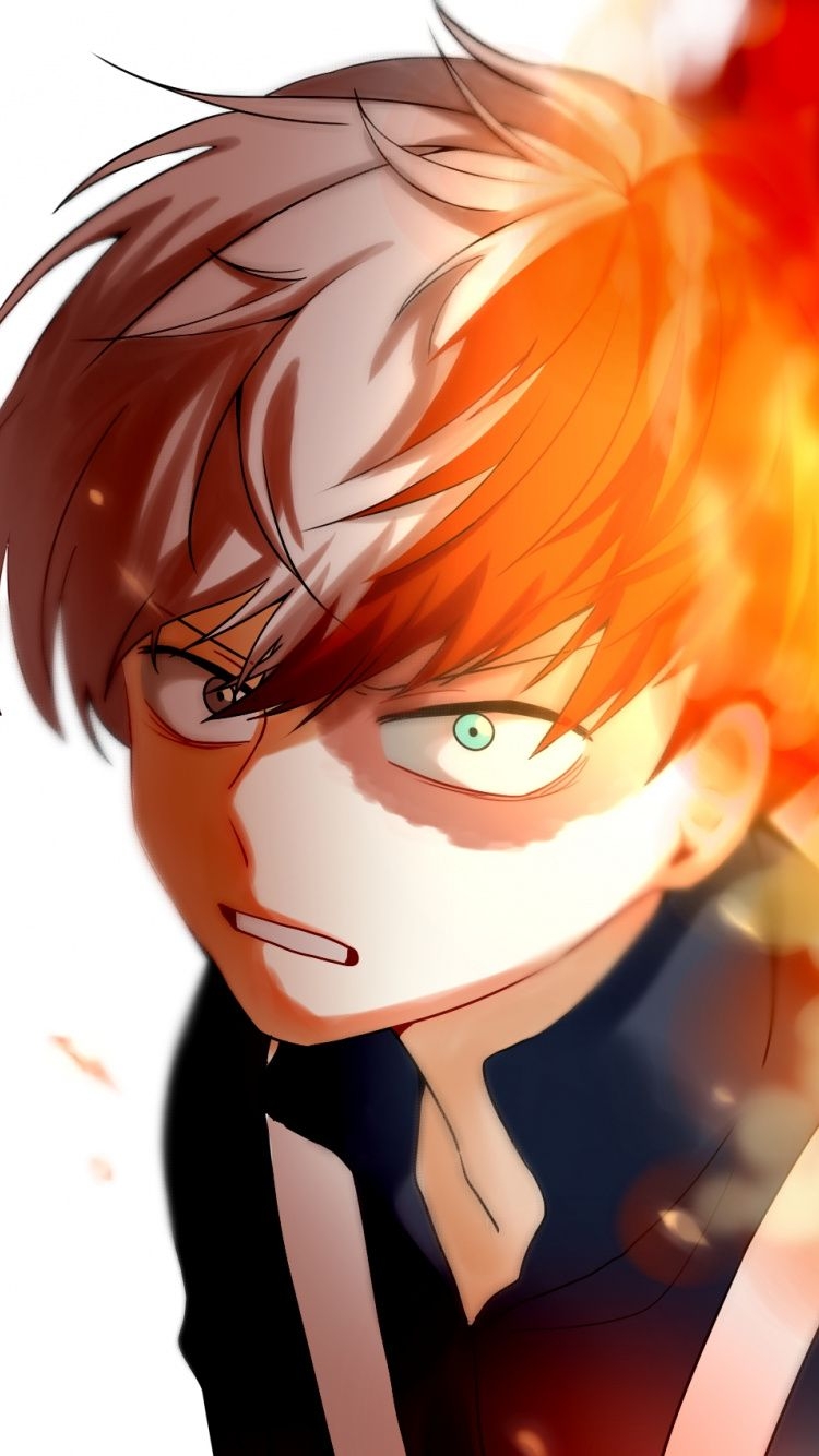 750x1340 Download Anime boy, fire, Shoto Todoroki wallpaper,, Phone