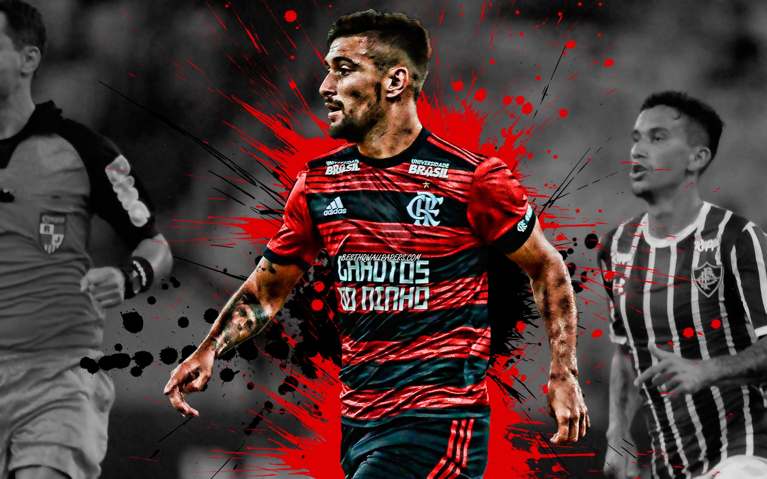 2560x1600 Download Wallpaper Giorgian De Arrascaeta, 4k, Uruguayan Football Player, Flamengo, Midfielder, Red Black Paint Splashes, Creative Art, Serie A, Brazil, Football, Grunge, Giorgian Daniel De Arrascaeta Benedetti For Desktop With Resolution. High, Desktop