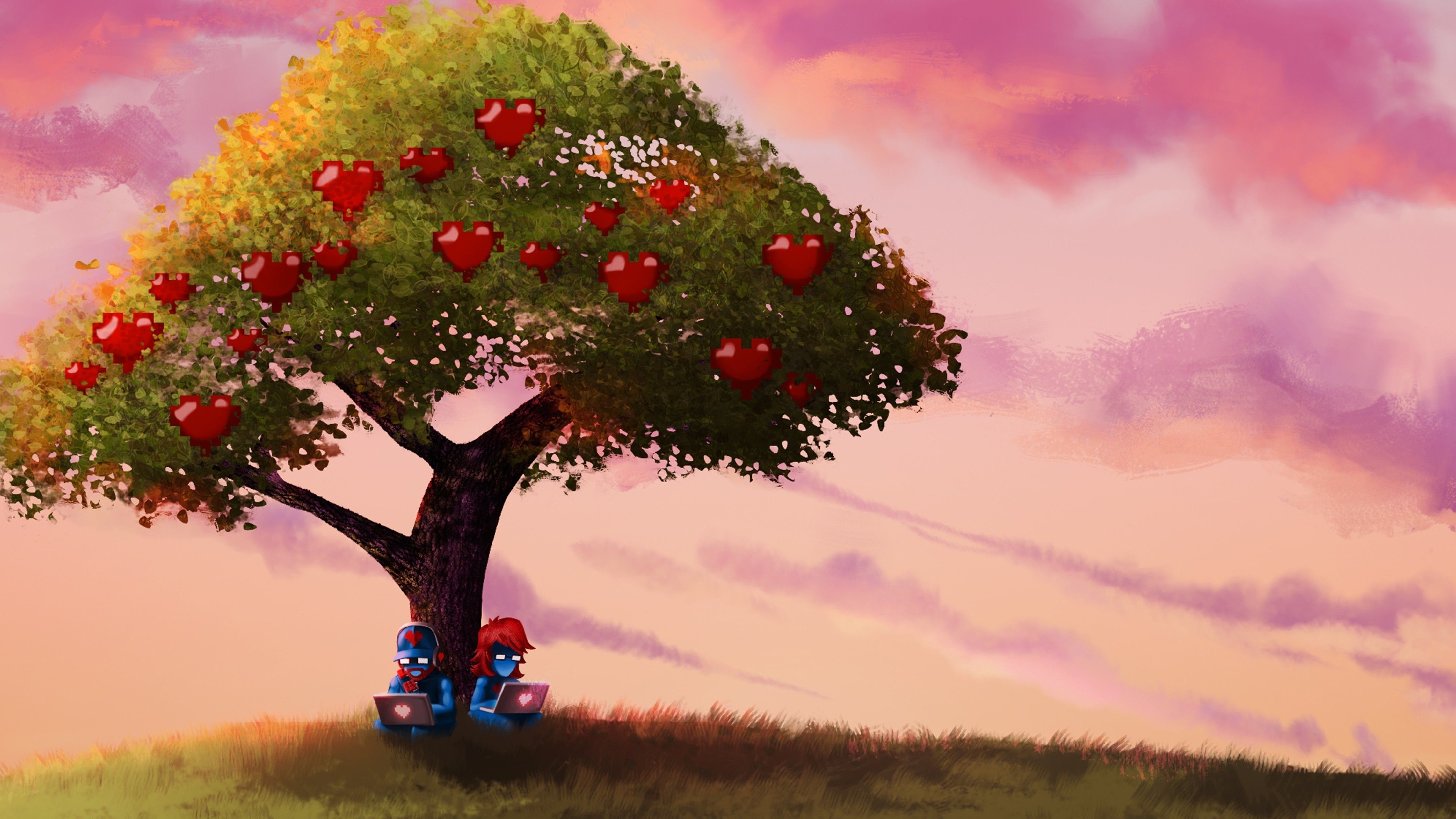 3840x2160 monstercat pegboard nerds trees sky fruit apples computer, Desktop