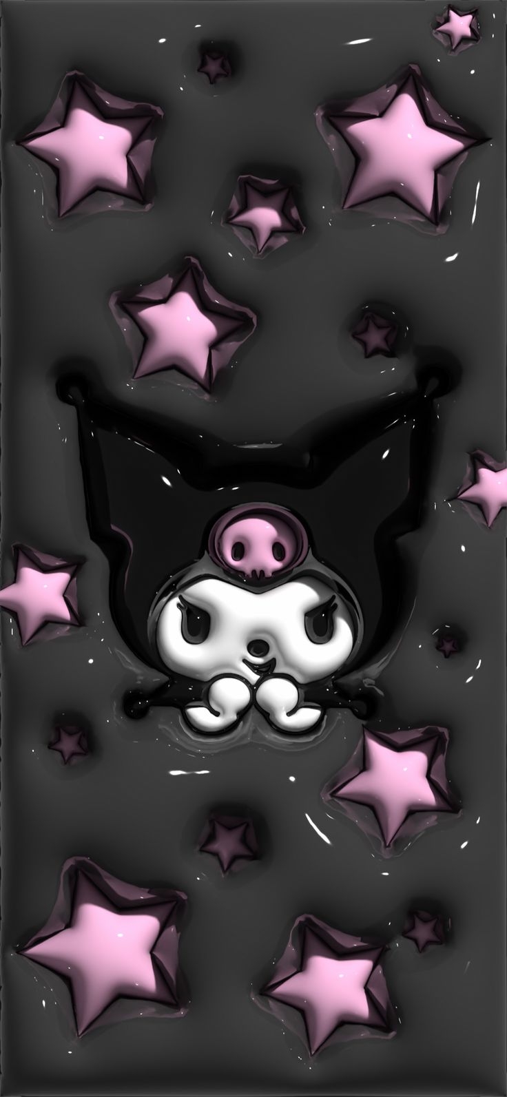 740x1600 3D wallpaper kuromi sanrio. Отпечатки, Phone