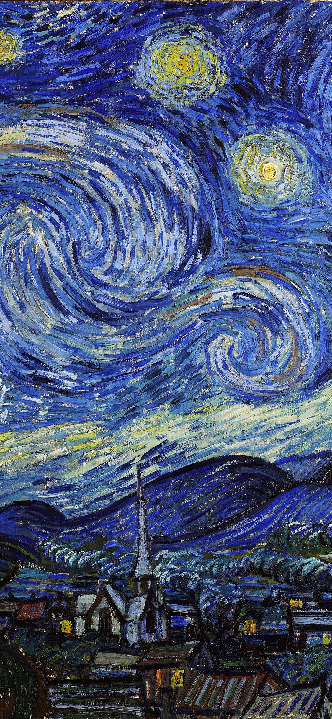 1130x2440 iPhone wallpaper. vincent van gogh starry night classic painting art illust, Phone