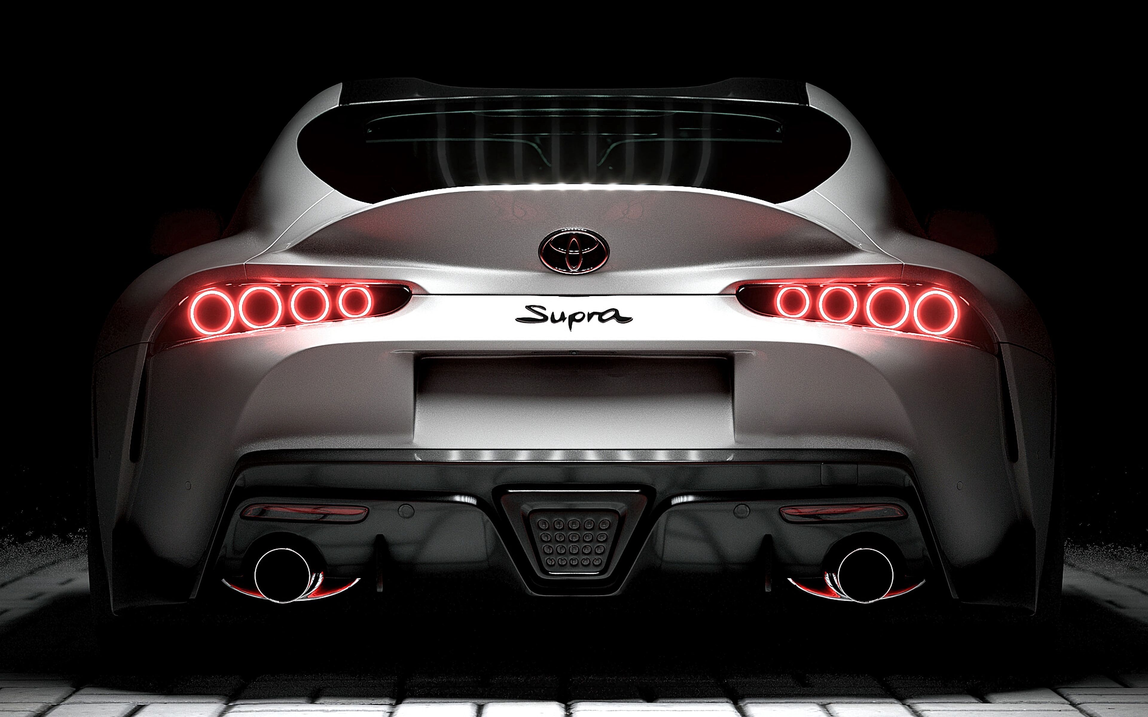 3840x2400 Download wallpaper  toyota supra, toyota, sportscar, white, rear view, backlight 4k ultra HD 16:10 HD background, Desktop