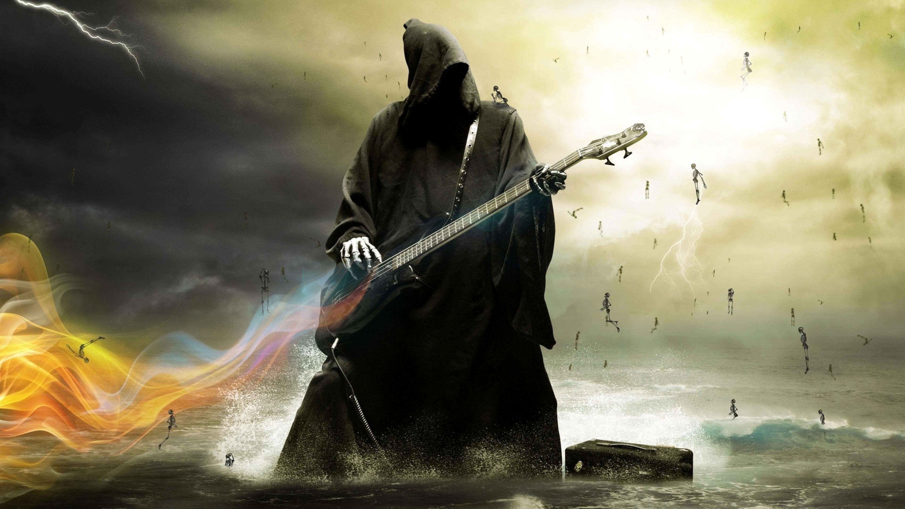 3840x2160 Death Angel Guitar Music Fantasy Wallpaper Of Grim Reaper, Desktop