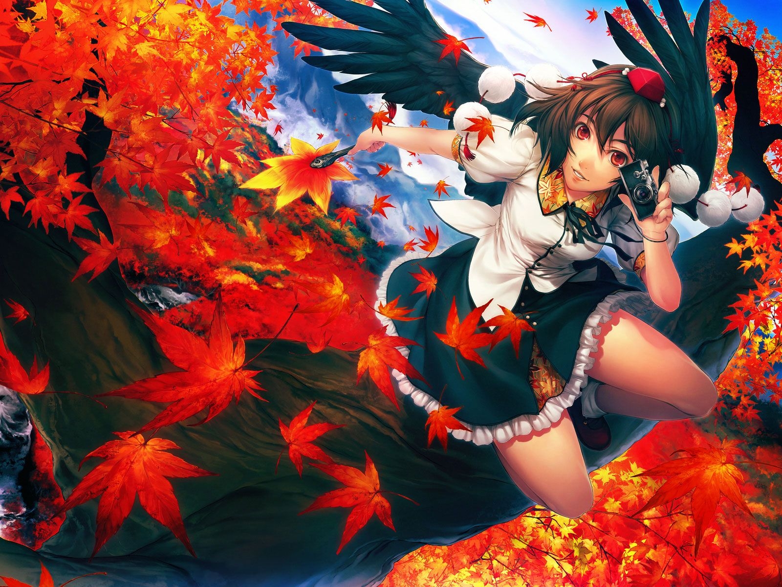 1600x1200 Anime Girl Autumn, Desktop