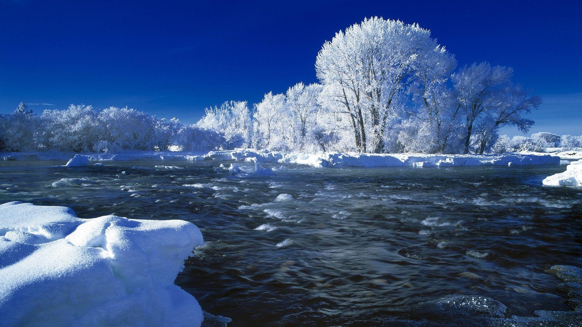 1920x1080 Winter Snow River Scene Wallpaper  px Free Download, Desktop