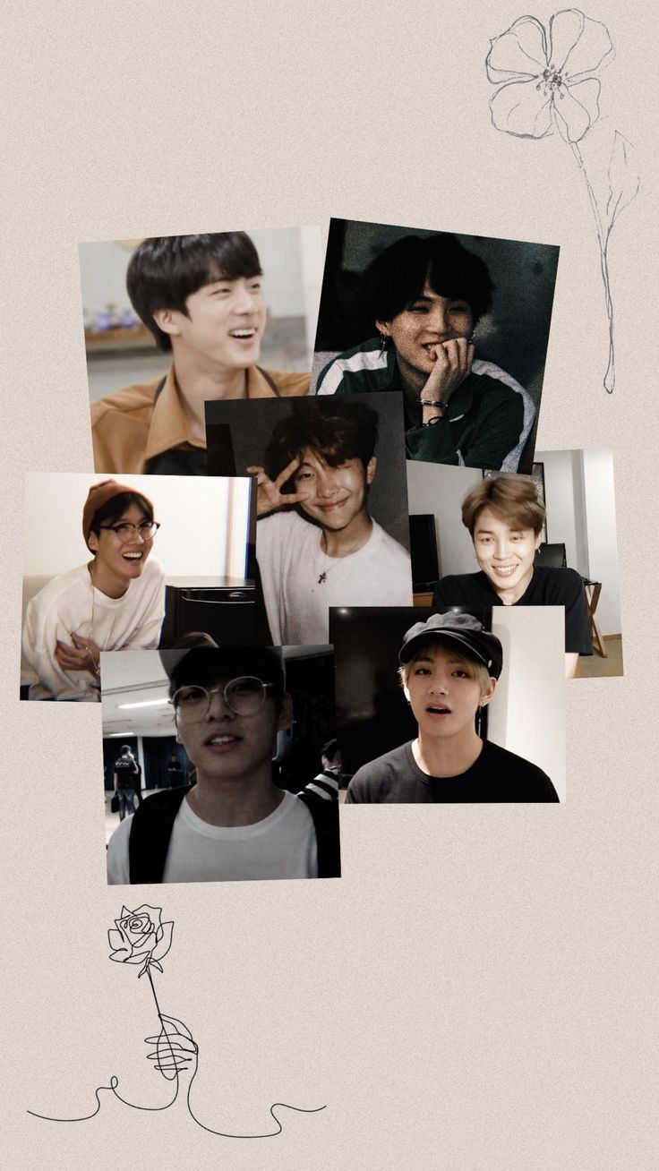 740x1310 BTS ot7 all lockscreen wallpaper simple aesthetic OT7 BTS, Phone