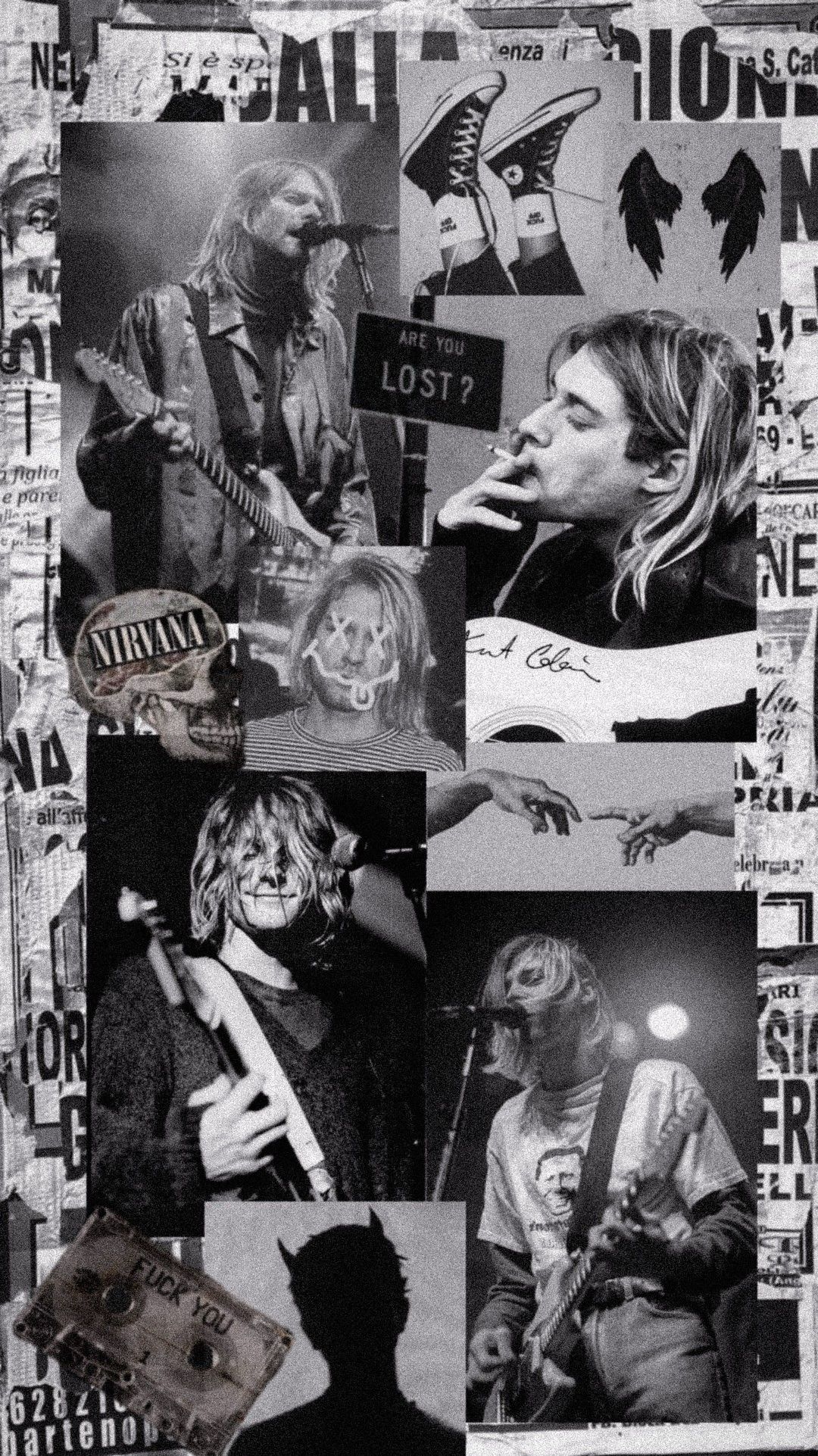 1080x1930 Black and white Kurt Cobain wallpaper aesthetic. Nirvana wallpaper, Nirvana, Nirvana poster, Phone