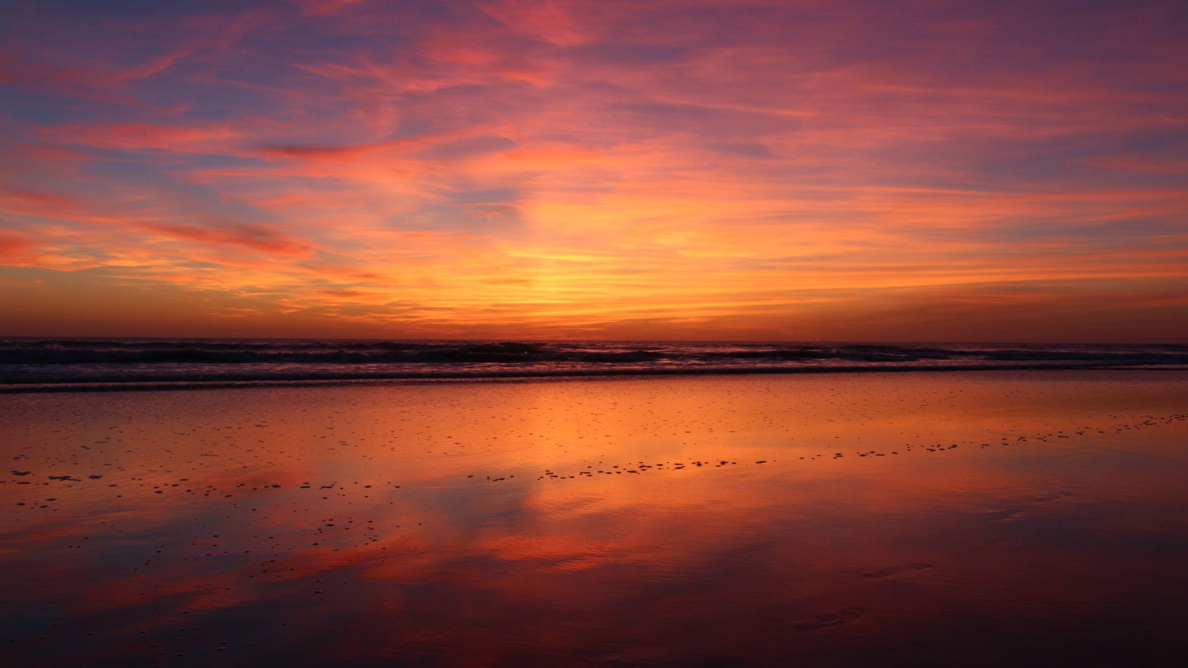 3840x2160 Beach Sunset Evening 4k sunset wallpaper, nature wallpaper, HD, Desktop