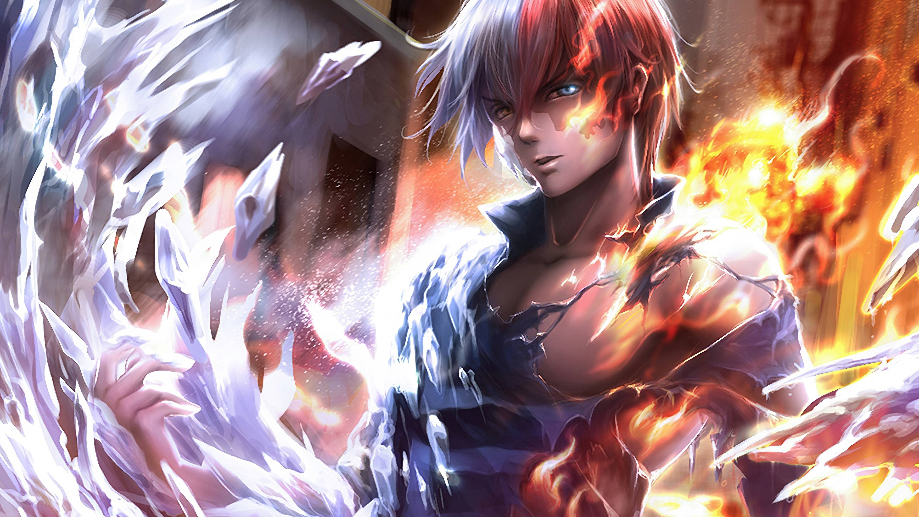 3840x2160 Shoto Todoroki Ice and Fire My Hero Academia 4K, Desktop