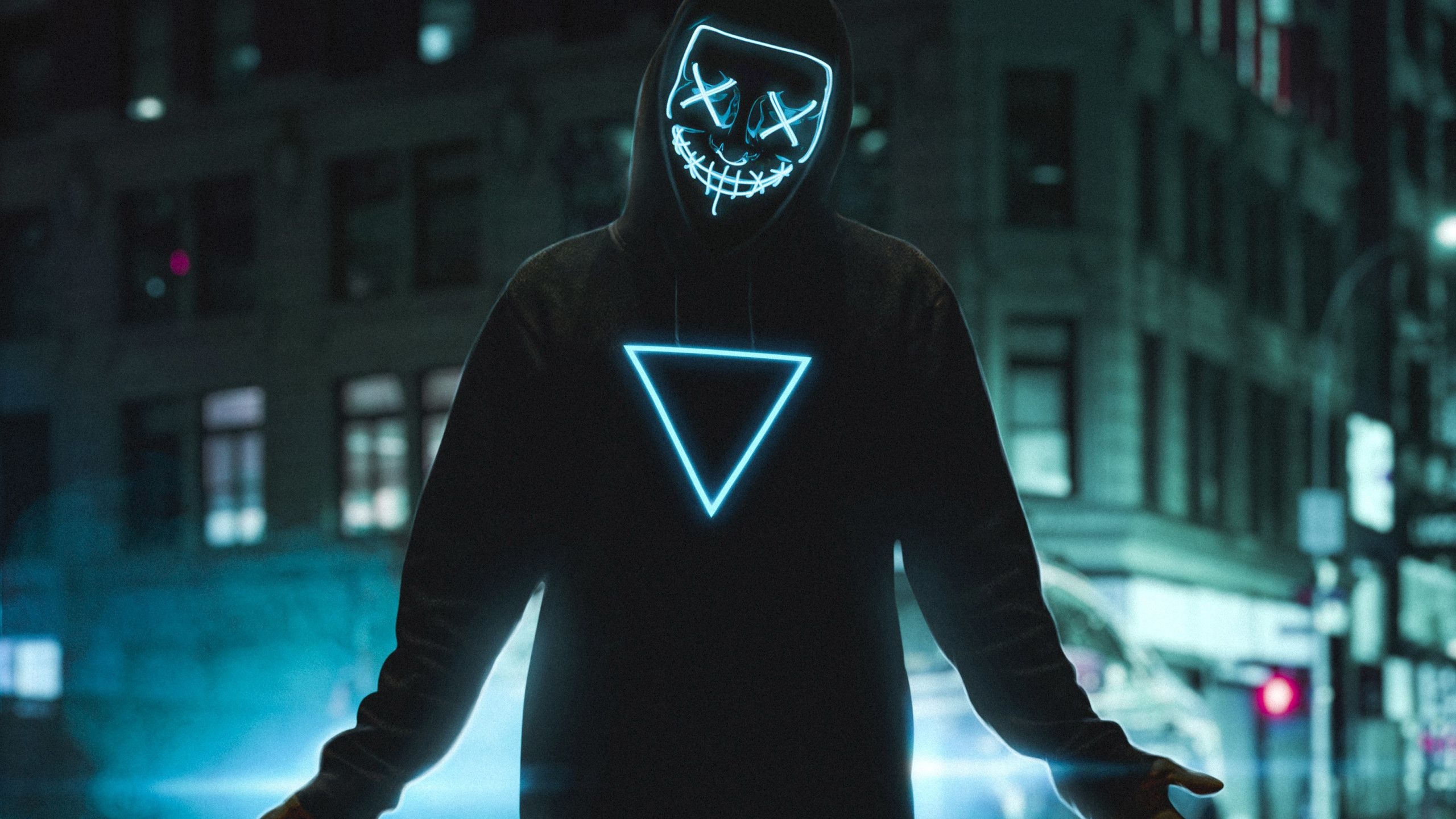 2560x1440 Neon Mask Boy 4k 1440P Resolution HD 4k Wallpaper, Desktop