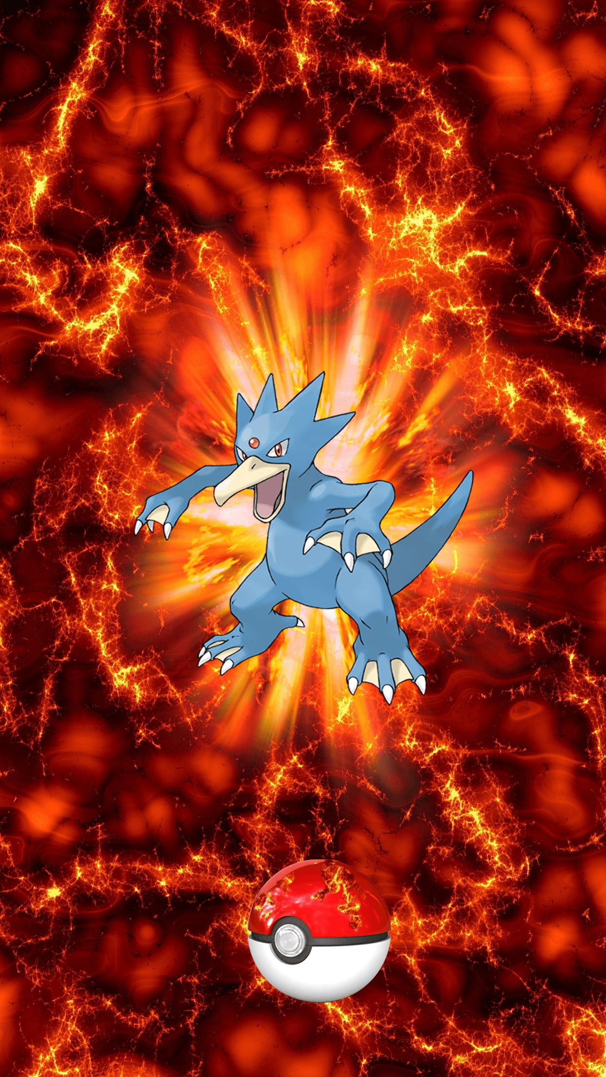 1250x2210 Fire Pokeball Golduck Golduck Psyduck, Phone