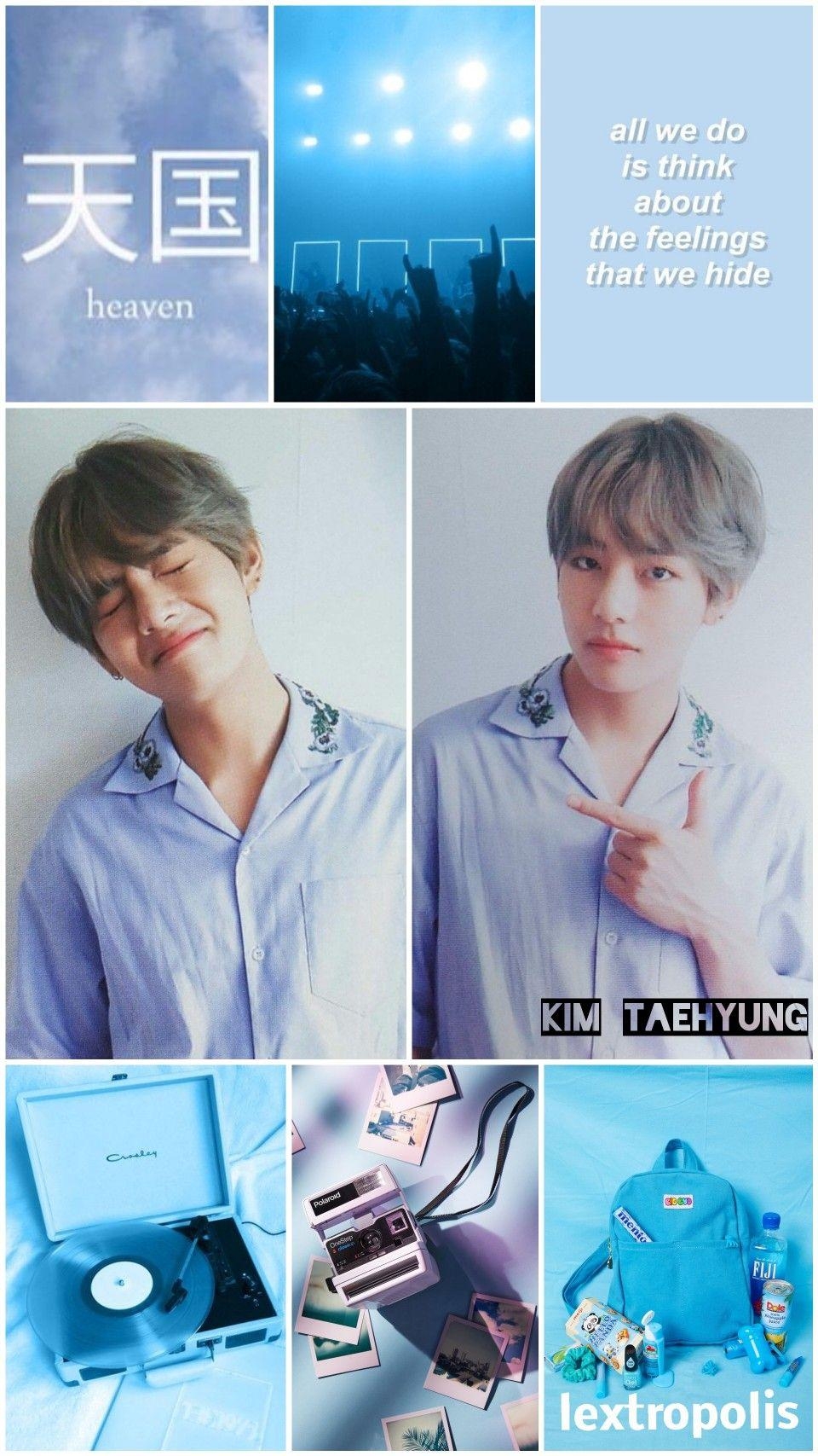 960x1710 Taehyung Pastel Blue Aesthetic Wallpaper, Phone