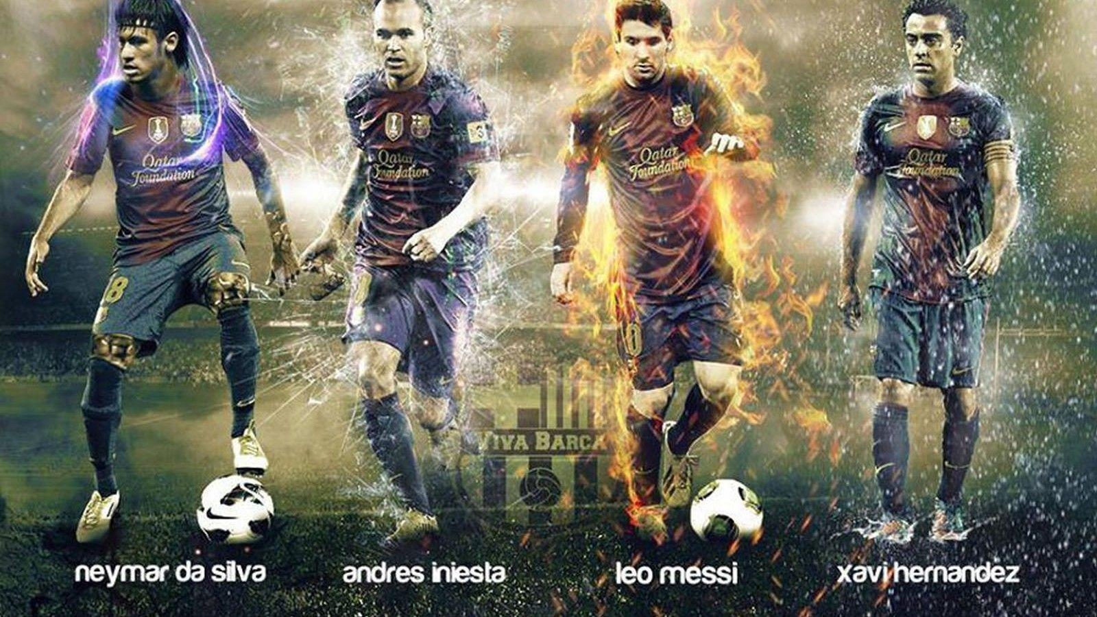 1600x900 Neymar, Iniesta, Messi, and Hernandez wallpaper, Desktop