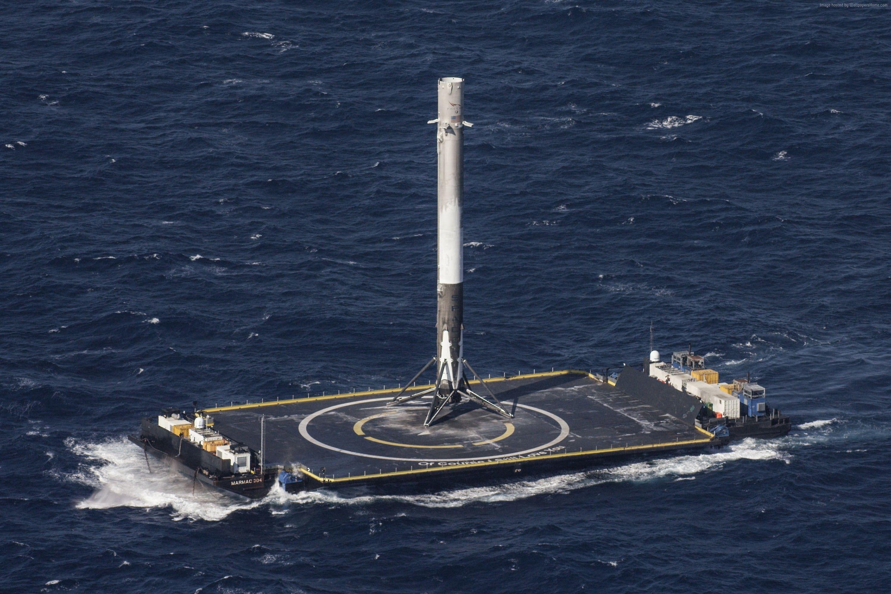 3000x2000 Wallpaper SpaceX, ship, sea, platform, rocket, Space, Desktop