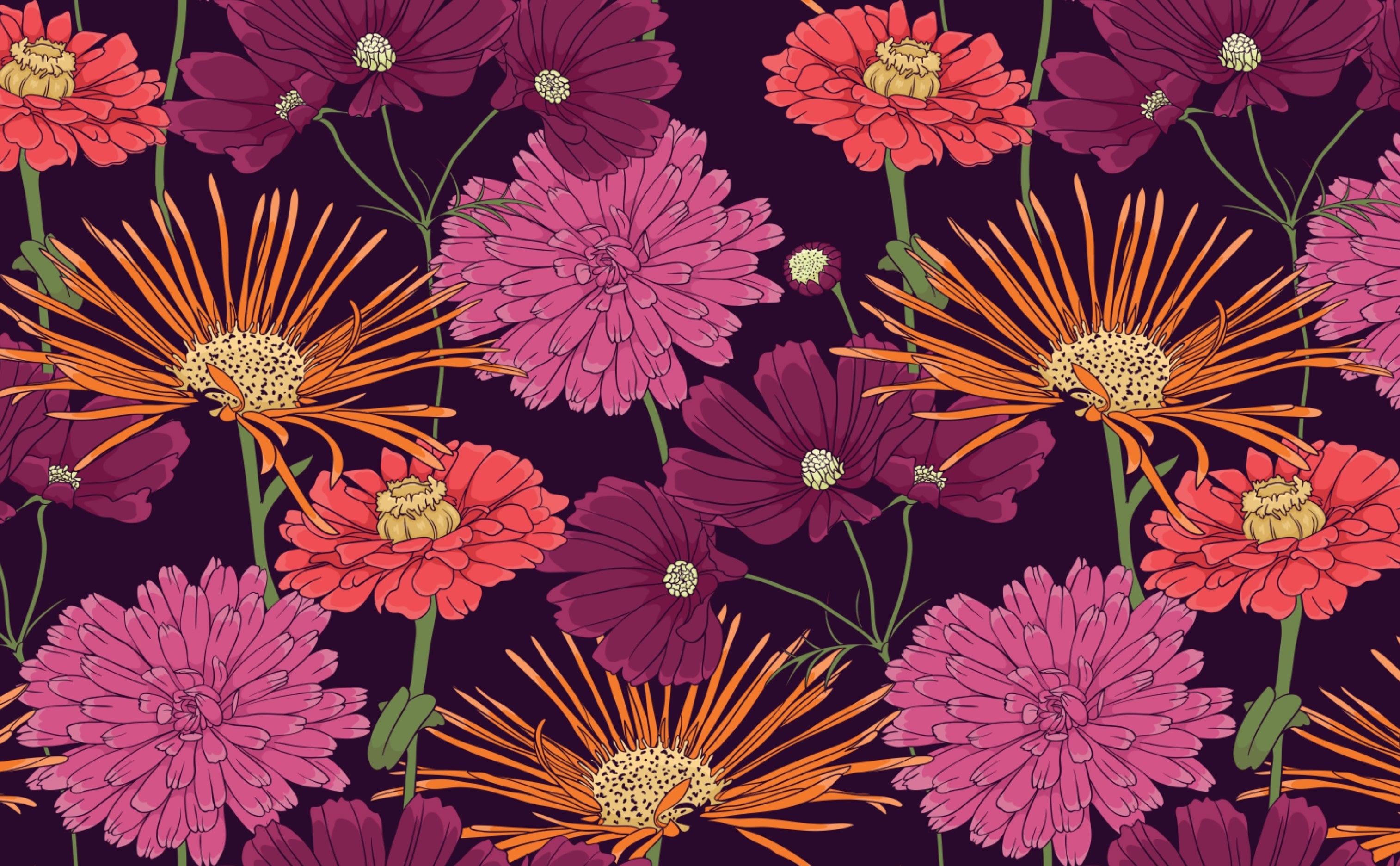 3030x1880 Bold Flower Blossoms Wallpaper for Walls, Desktop