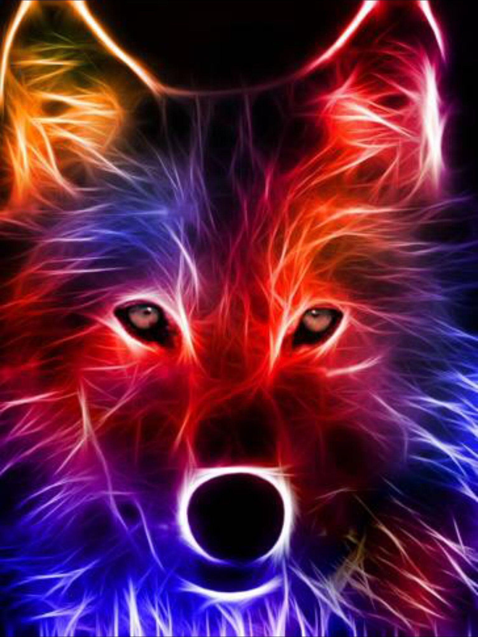 1540x2050 Colorful Cool Wolves Wallpaper, Phone