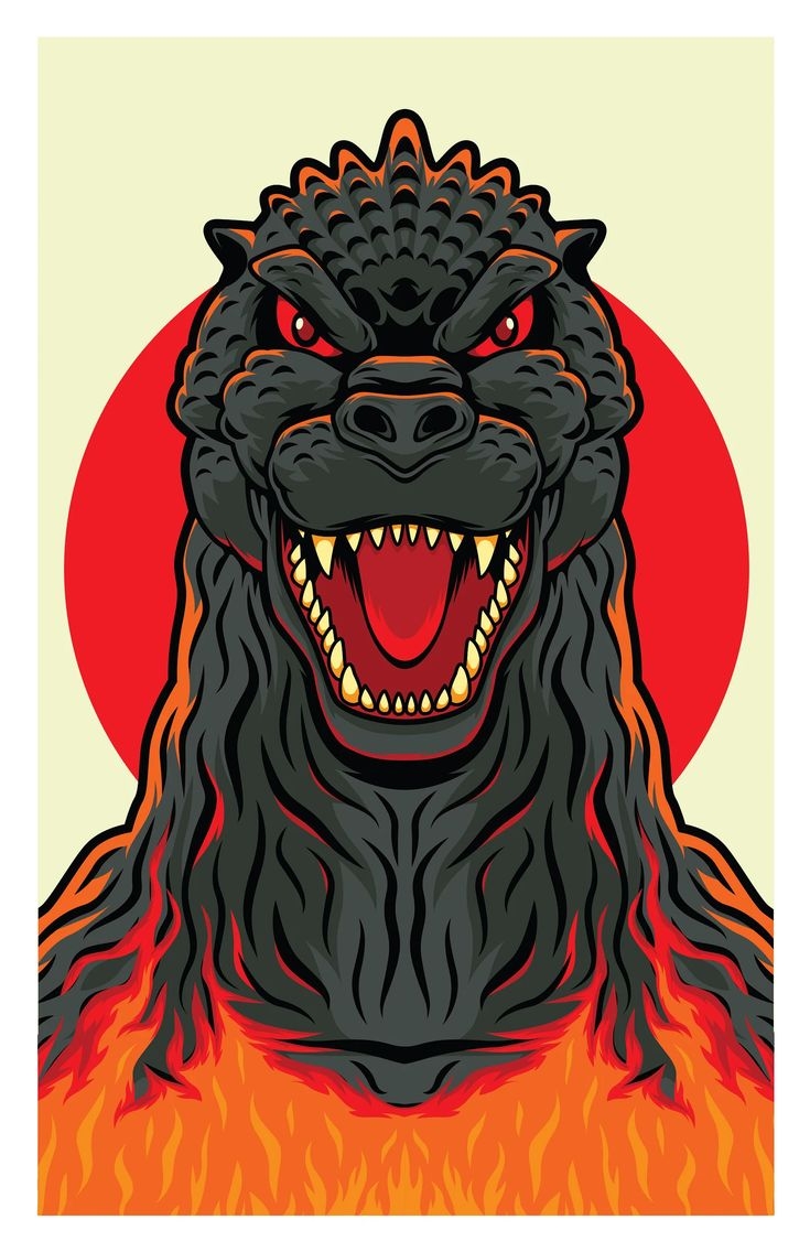 740x1140 Burning Godzilla 11x17 Print heisei, Phone