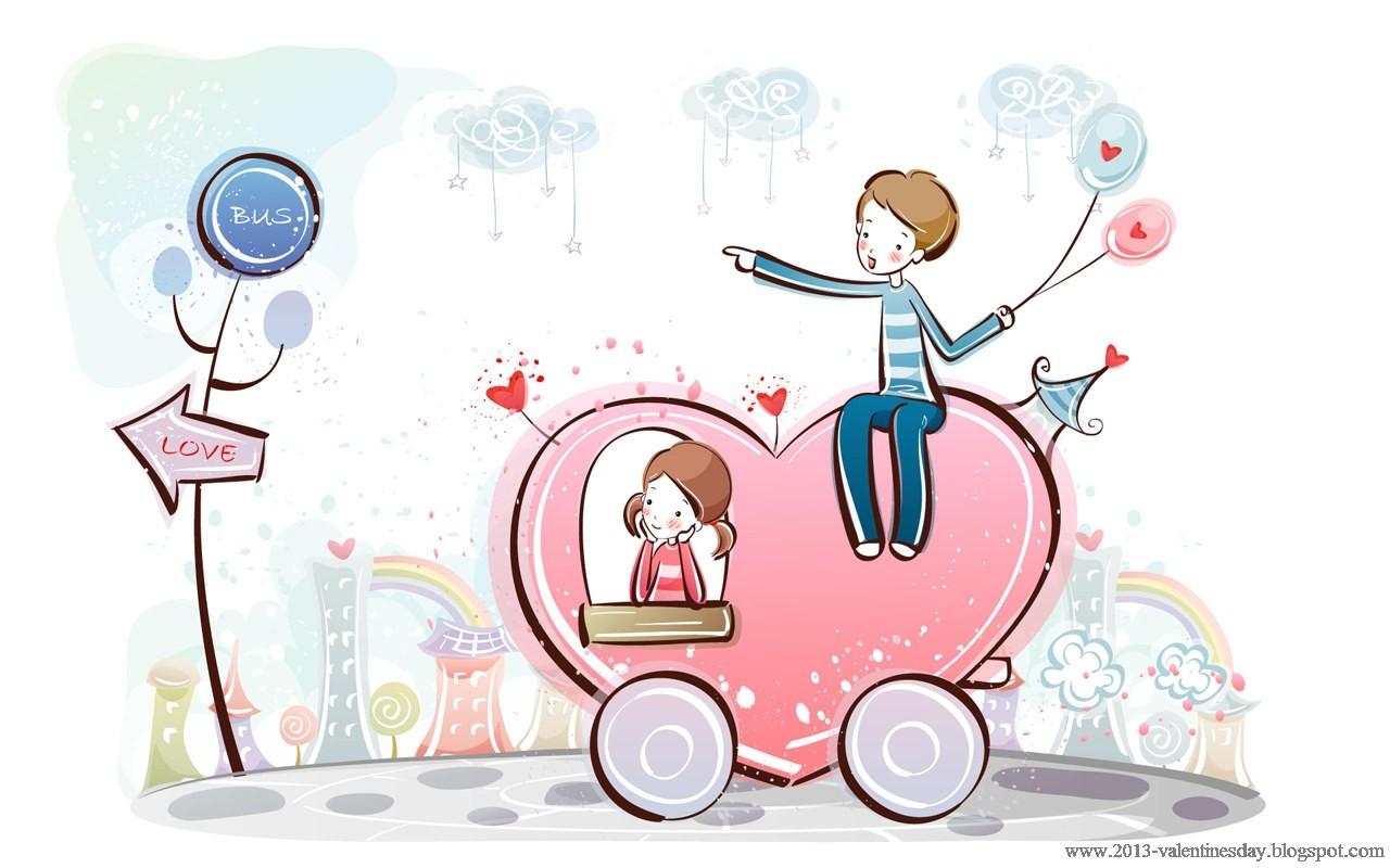 1280x800 Cute Cartoon Couple Love HD Wallpaper For Valentines Cute, Desktop