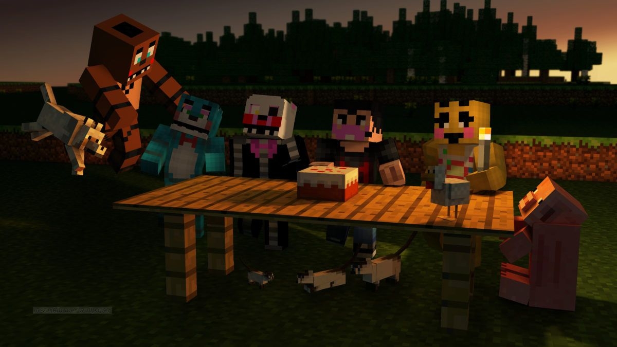 1200x680 My Wallpaper Of Minecraft Fnaf Toy Animatronics Corgratulating, Desktop