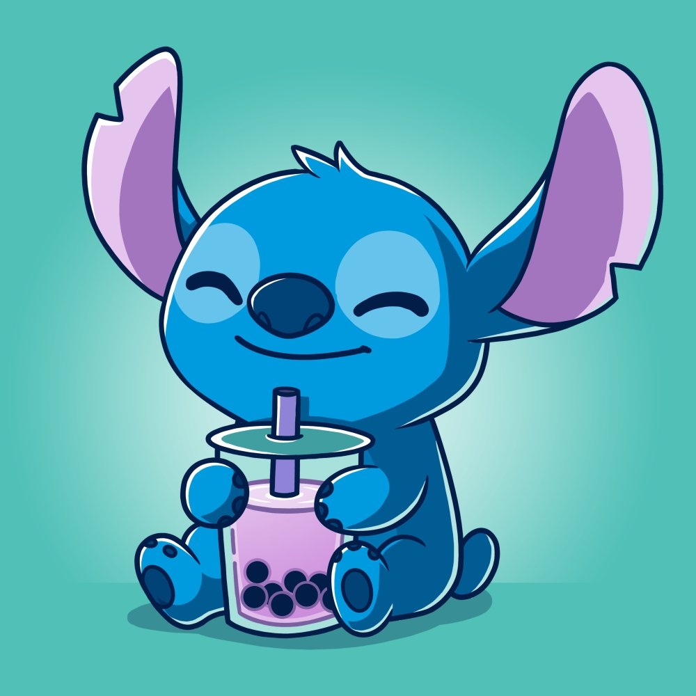 1000x1000 Stitch Drinking Boba Wallpaper, Phone