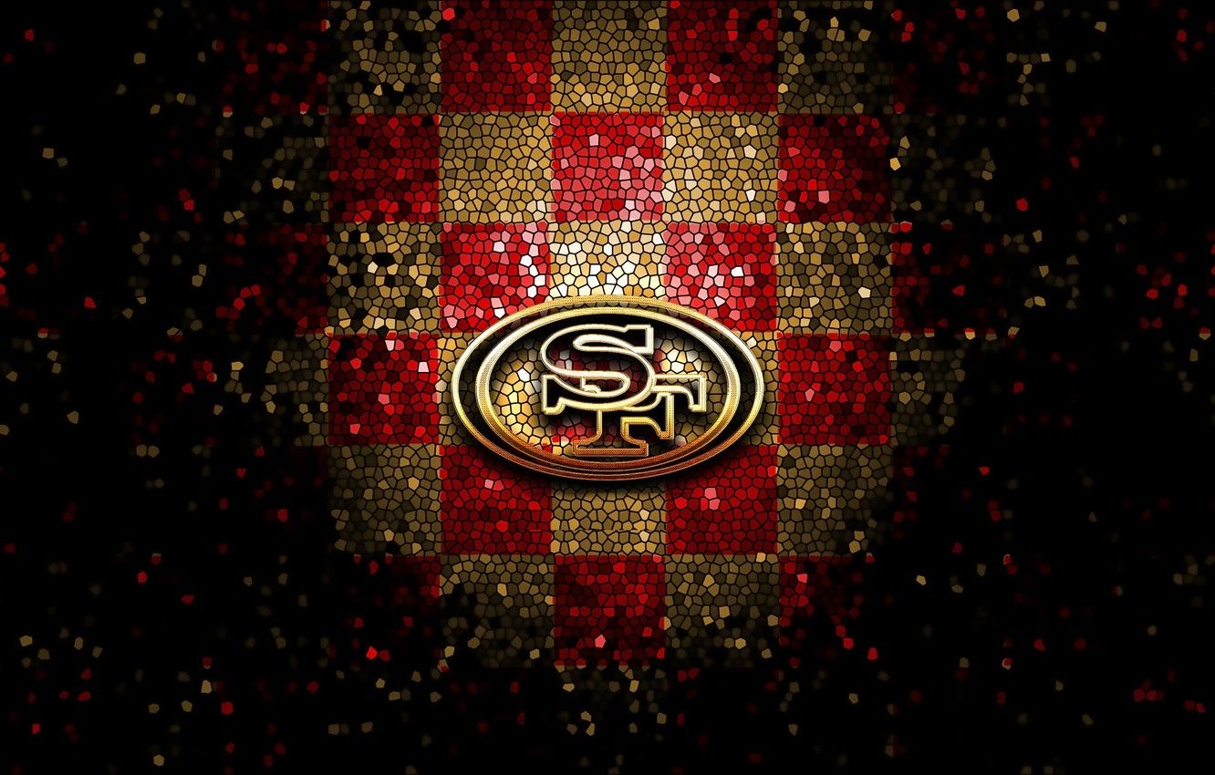 1340x850 Wallpaper wallpaper, sport, logo, NFL, glitter, checkered, San Francisco 49ers image for desktop, section спорт, Desktop