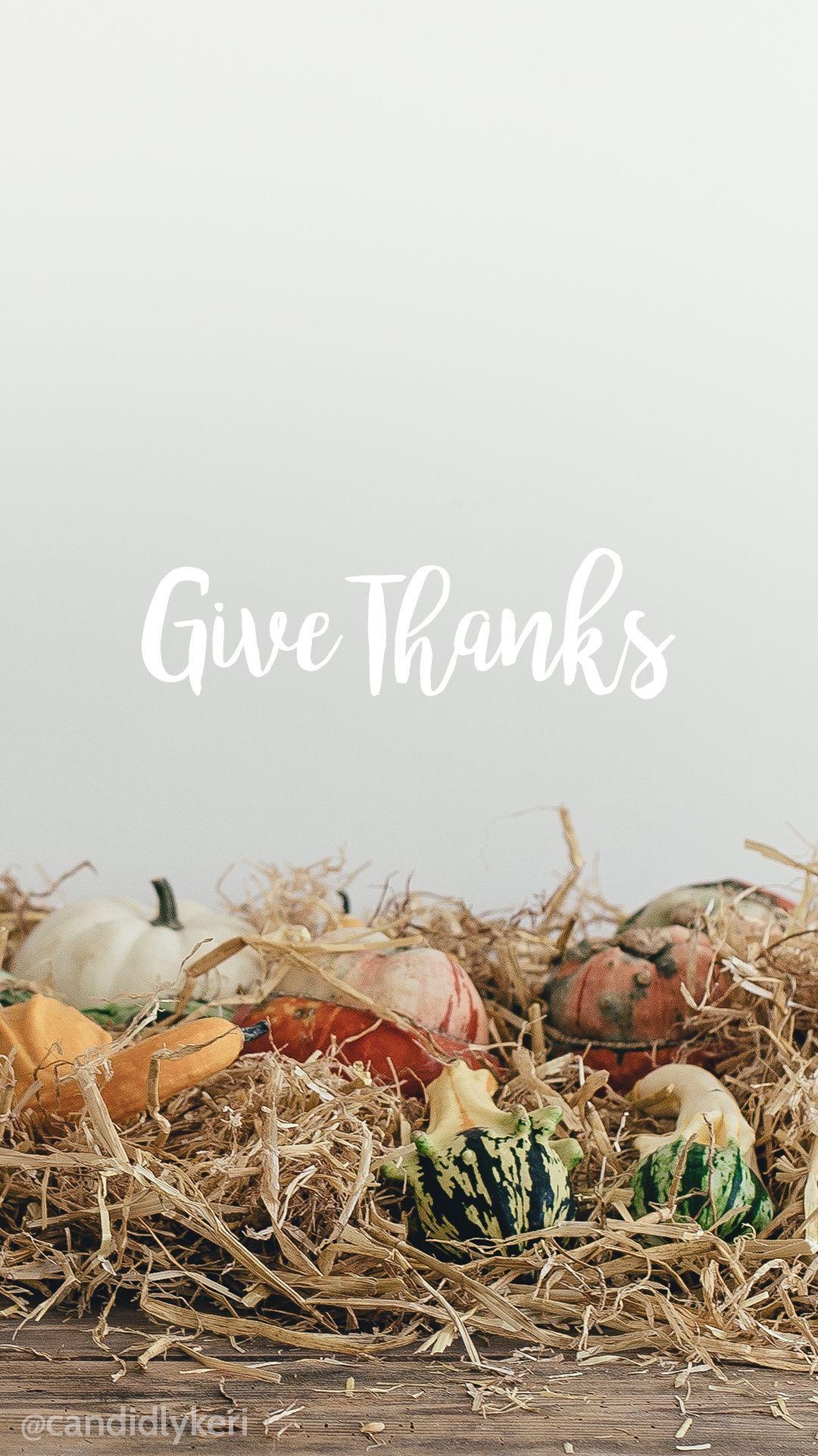 1080x1920 Give Thanks Thanksgiving gords pumpkins set up background, Phone