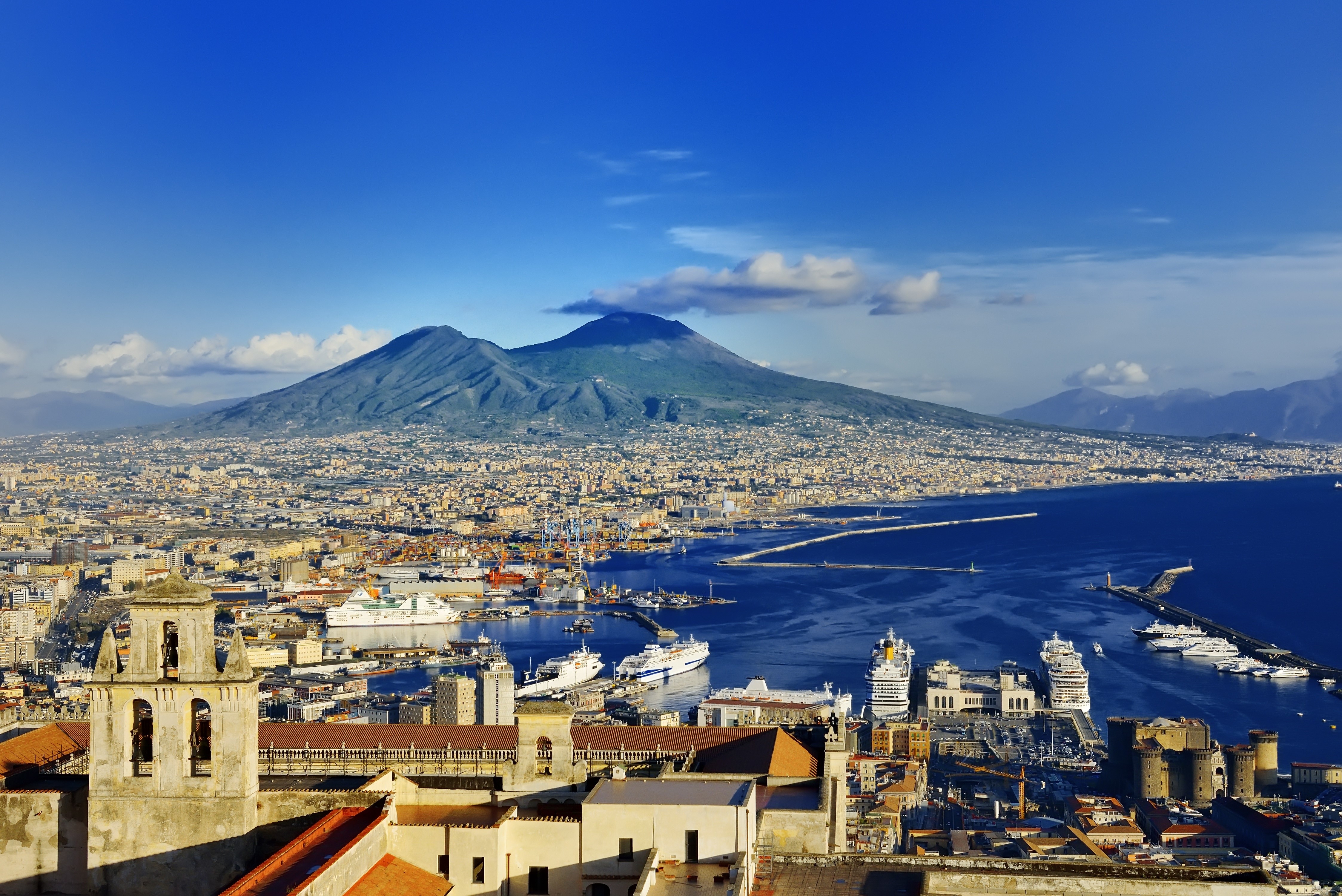 4500x3000 4K, Naples, Mountains, Houses, Italy Gallery HD Wallpaper, Desktop