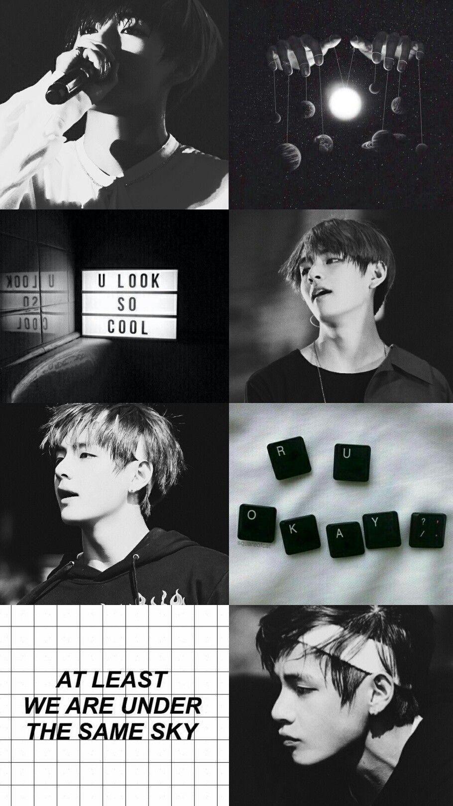 910x1620 Kim Taehyung Black and White Wallpaper ▷10th post. Gambar, Hitam, Phone