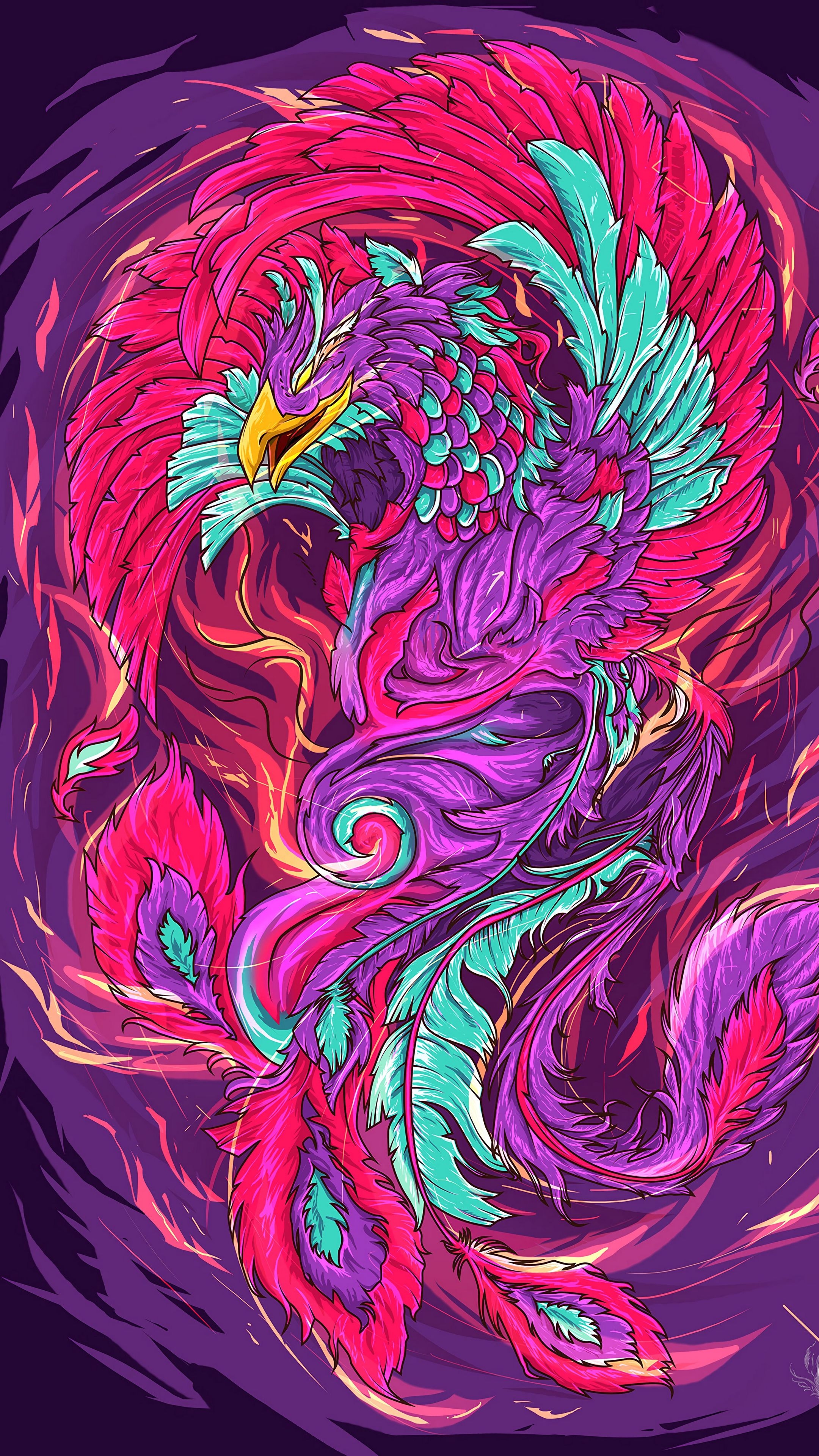 2160x3840 Wallpaper Phoenix Bird, Phoenix, Painting, Paint by Number, Art, Background Free Image, Phone