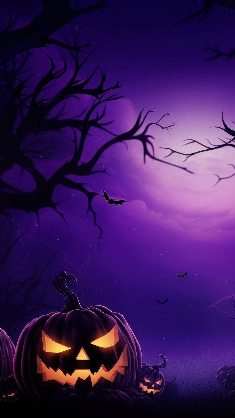 800x1430 Purple Halloween Image Wallpaper, Phone