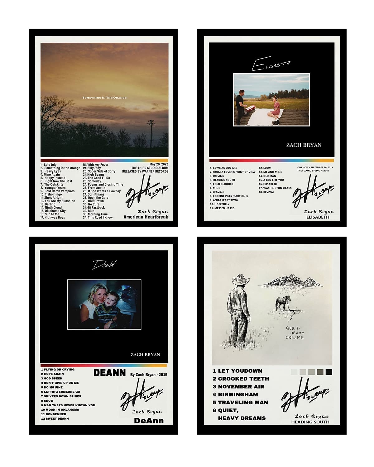 1200x1500 Syoolso Zach Bryan Posters 4 Pcs Album Cover Signed Limited Posters Room Aesthetic Print Rapper Music Poster Canvas Wall Art For Teen And Girls Dorm Decor (Frame Style, 08x10inch(20x25cm)): Posters & Prints, Phone