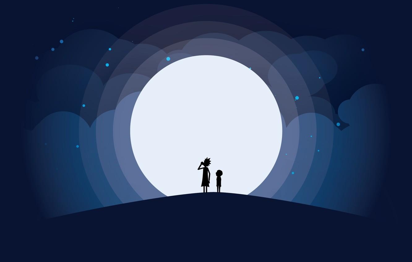 1340x850 Wallpaper Minimalism, The moon, Smith, Cartoon, Sanchez, Desktop