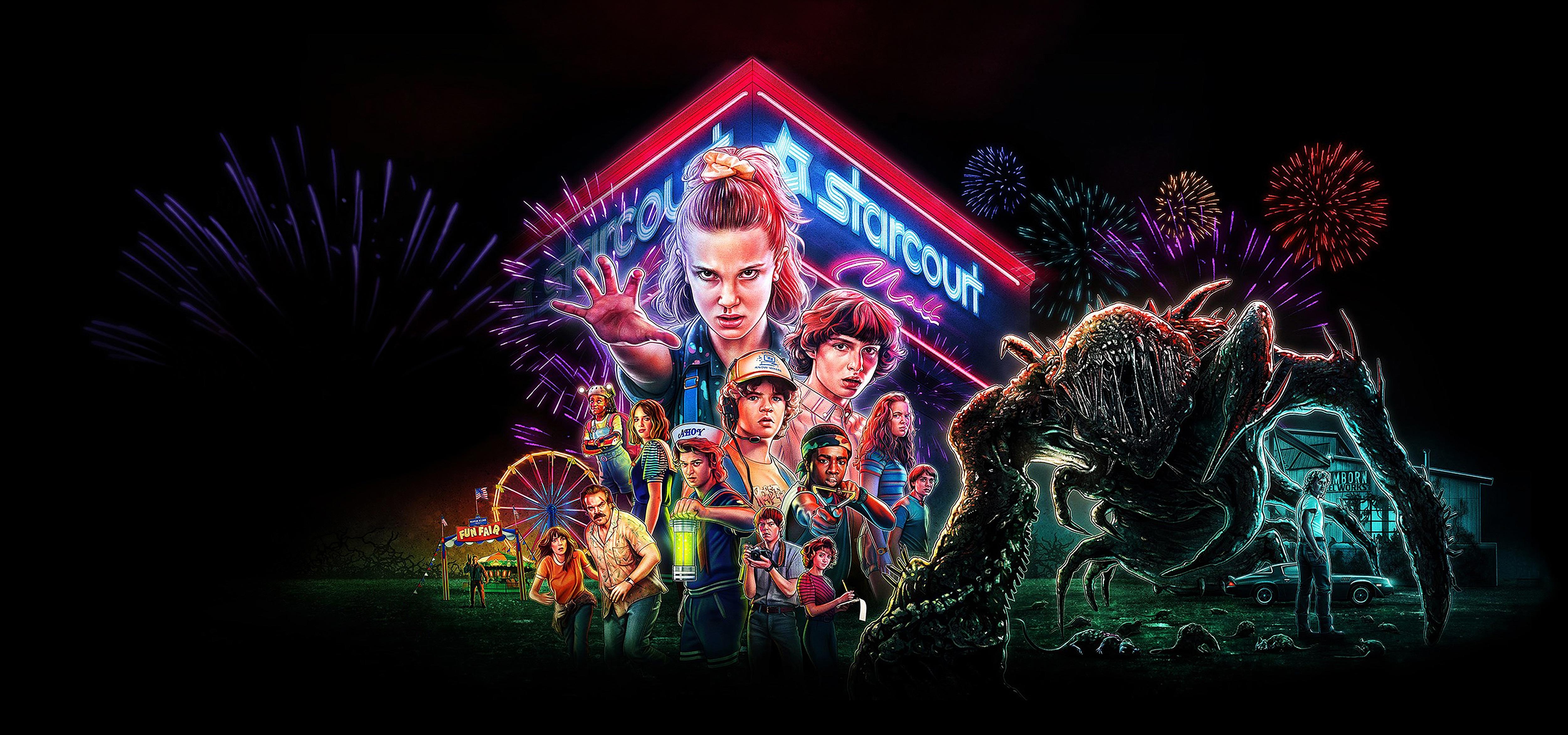 5000x2350 Stranger Things Season 3 Poster Wallpaper, HD TV Series 4K, Dual Screen