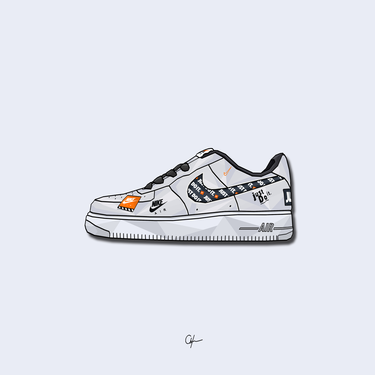 1280x1280 Nike Air Force 1 “Just Do It” White Edition. Nike art, Sneakers illustration, Shoes wallpaper, Phone